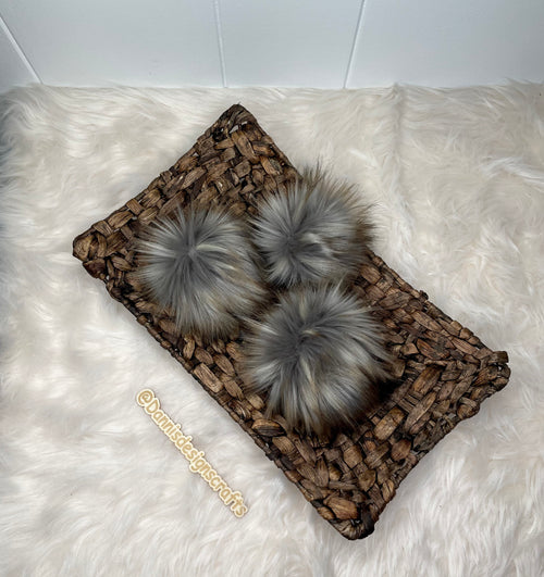 Apollo wolf gray faux fur Pom Pom