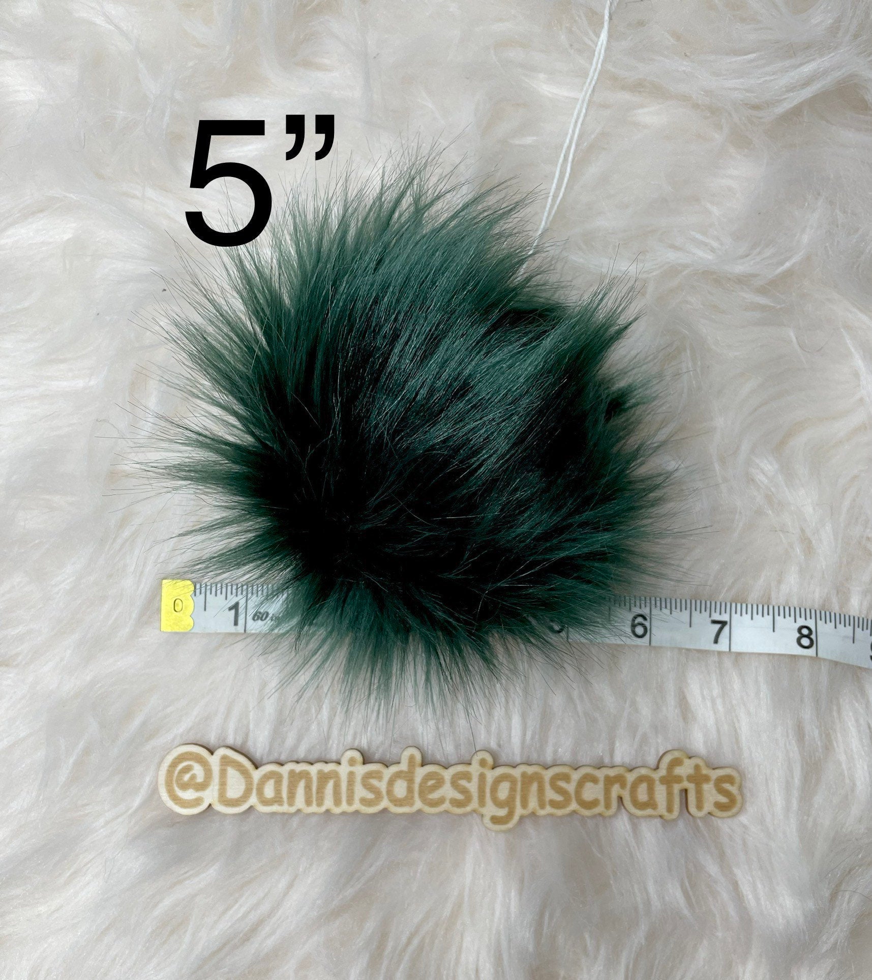 Dark green Faux fur Pom Pom