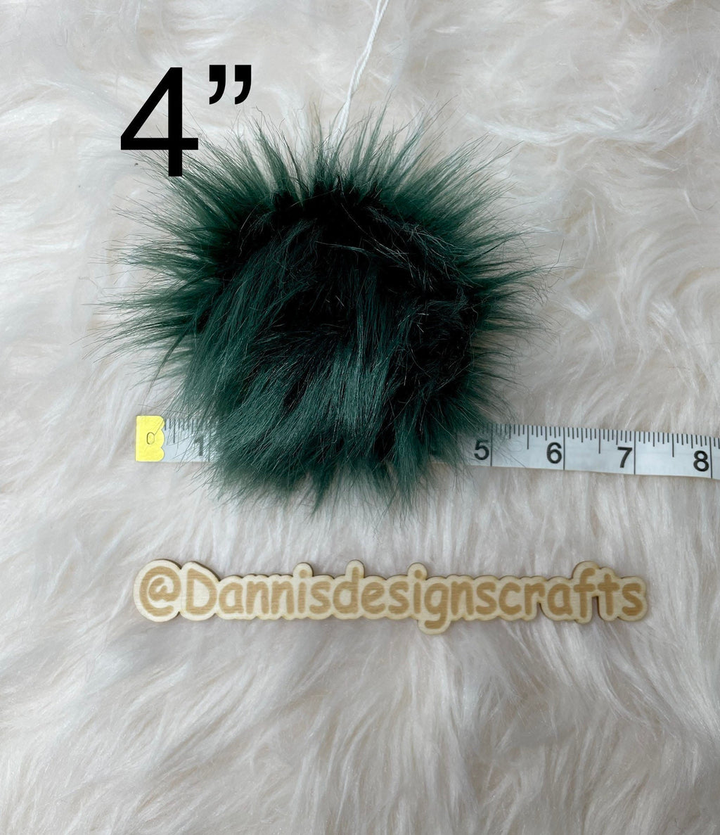 Dark green Faux fur Pom Pom