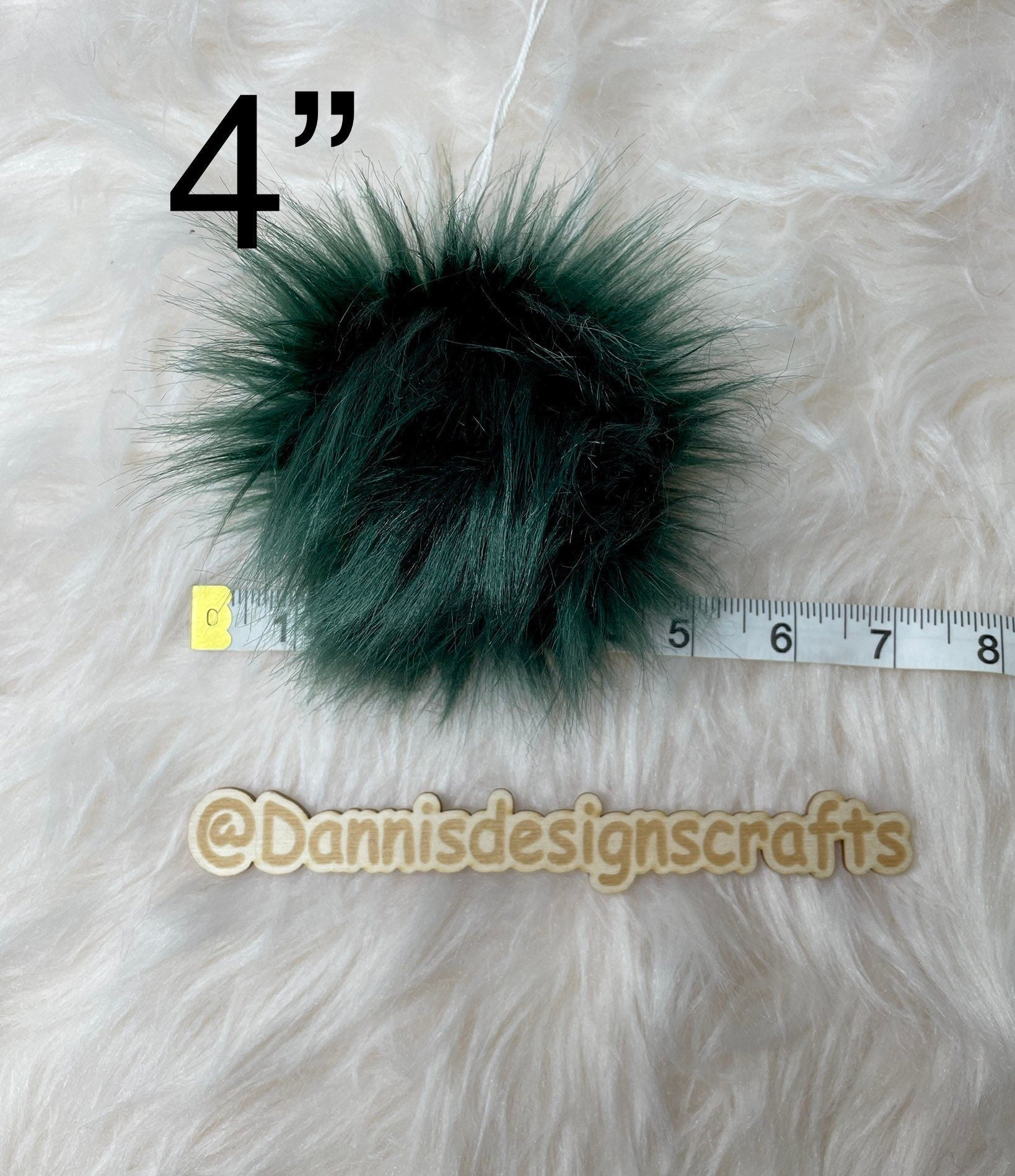 Dark green Faux fur Pom Pom