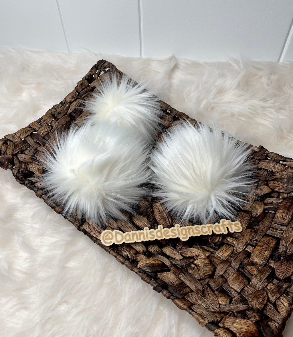 Ivory Faux fur Pom Pom
