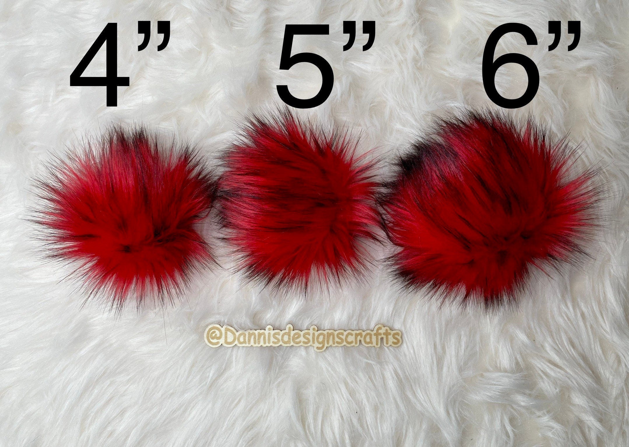 Red husky Faux fur Pom Pom