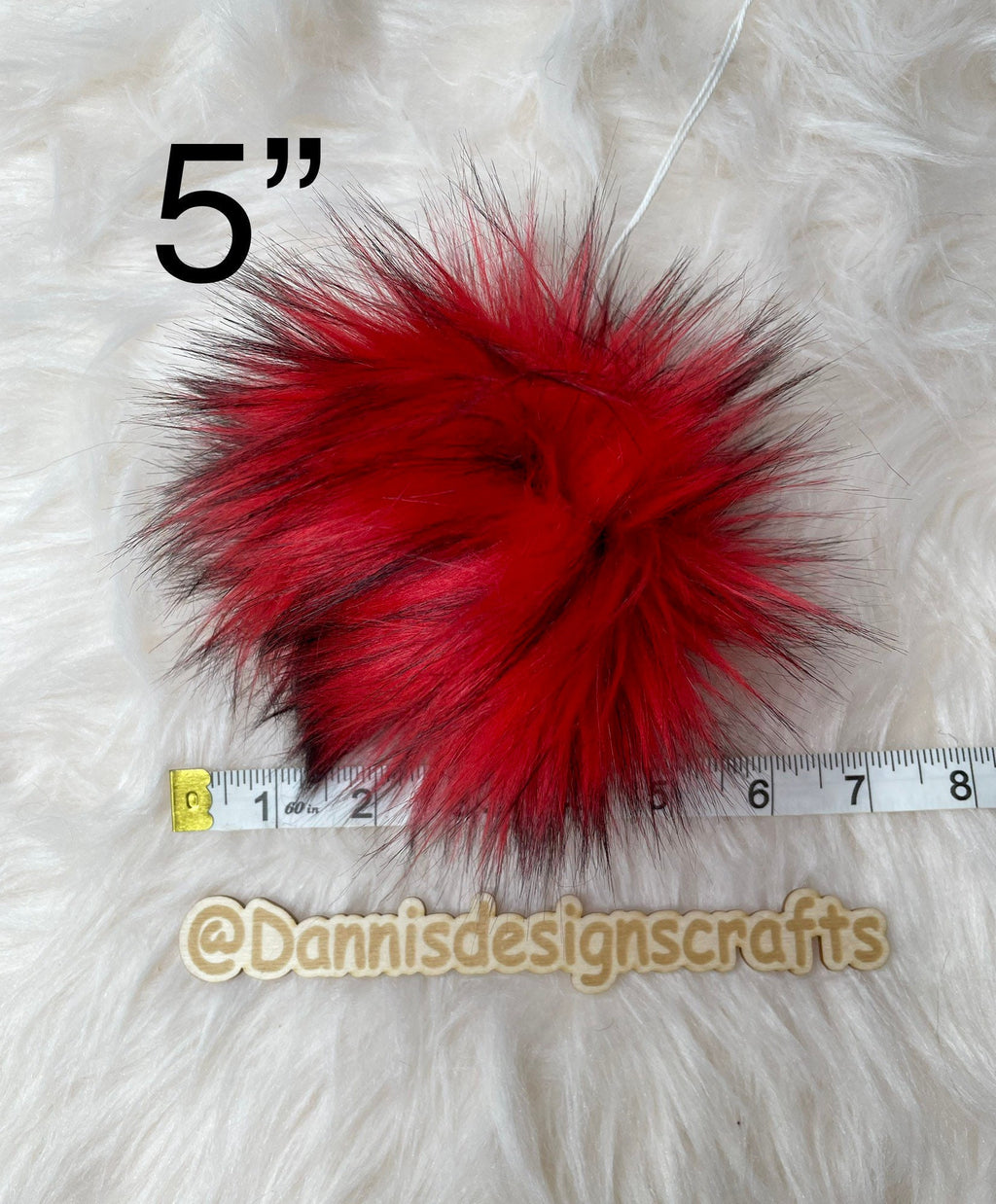 Red husky Faux fur Pom Pom