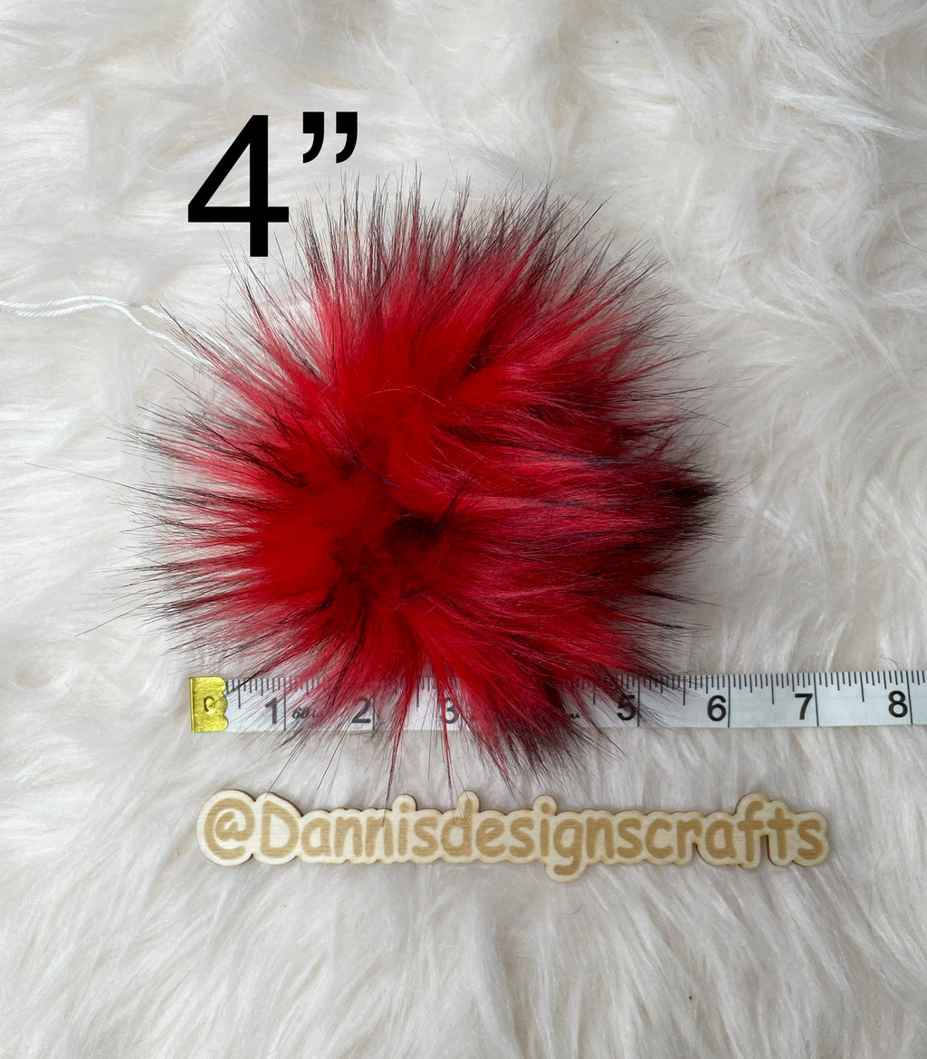 Red husky Faux fur Pom Pom