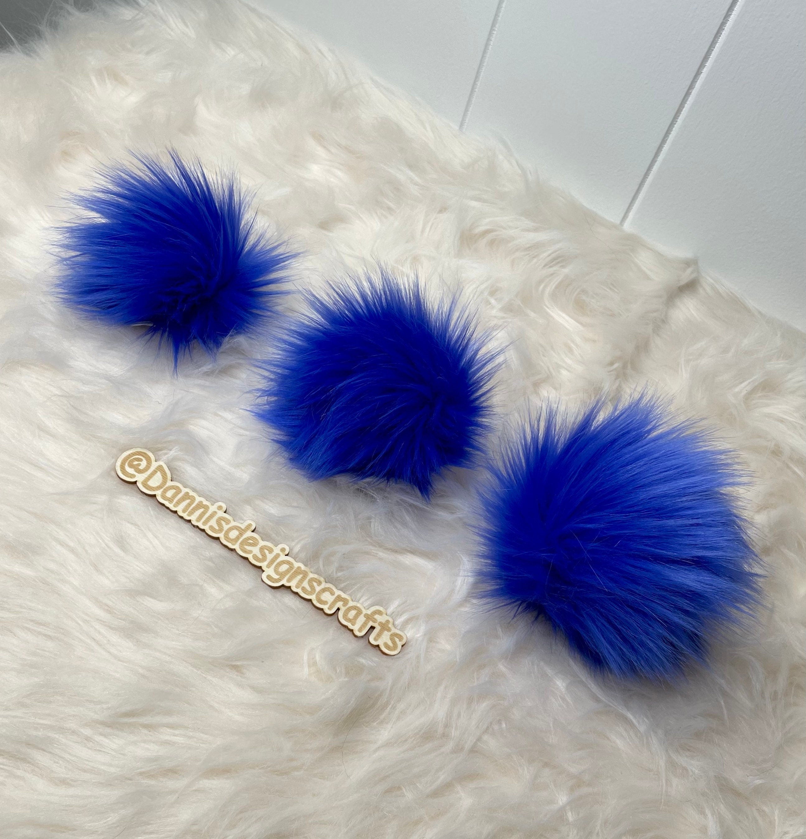 Royal blue Faux fur Pom Pom