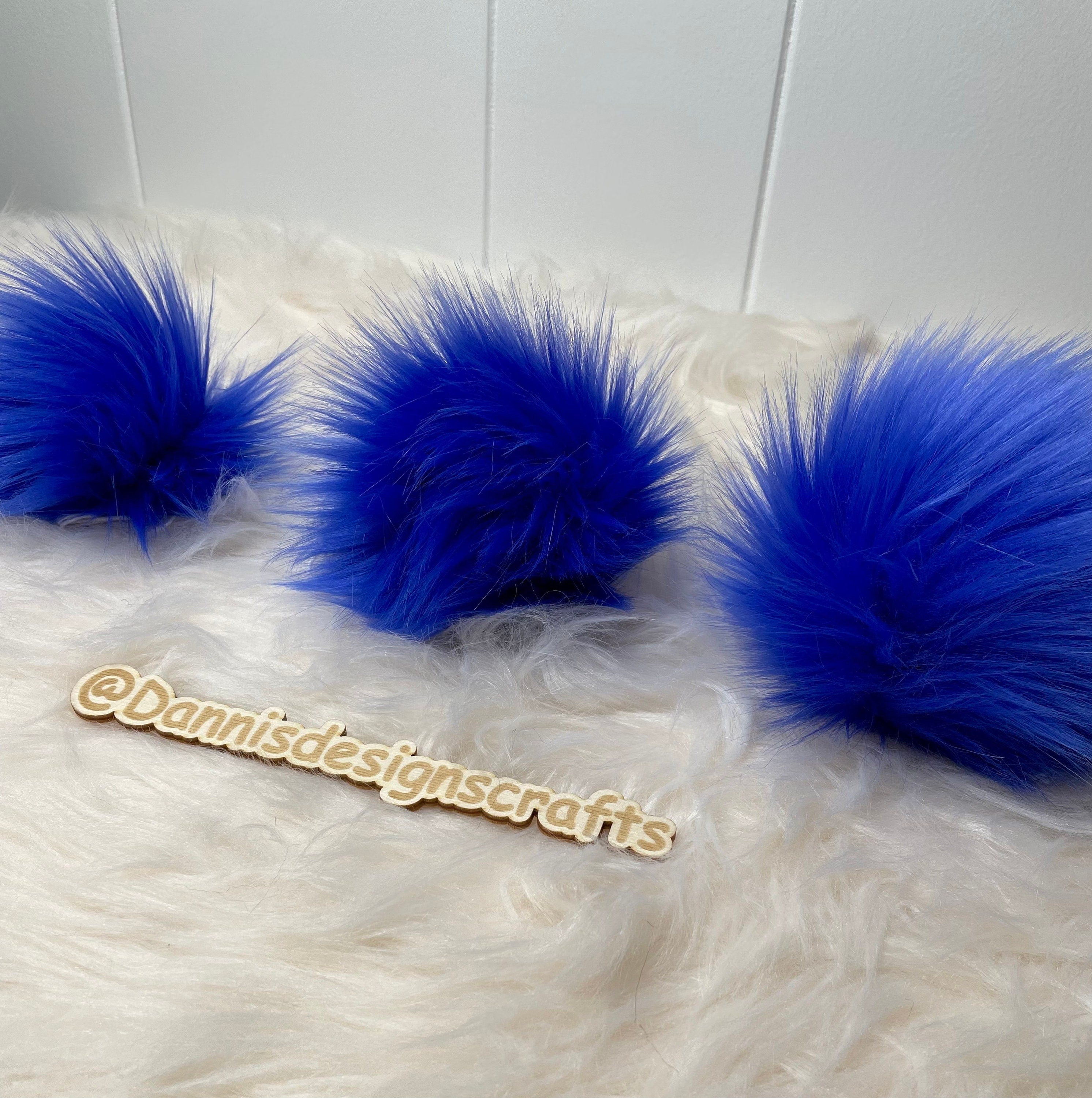 Royal blue Faux fur Pom Pom