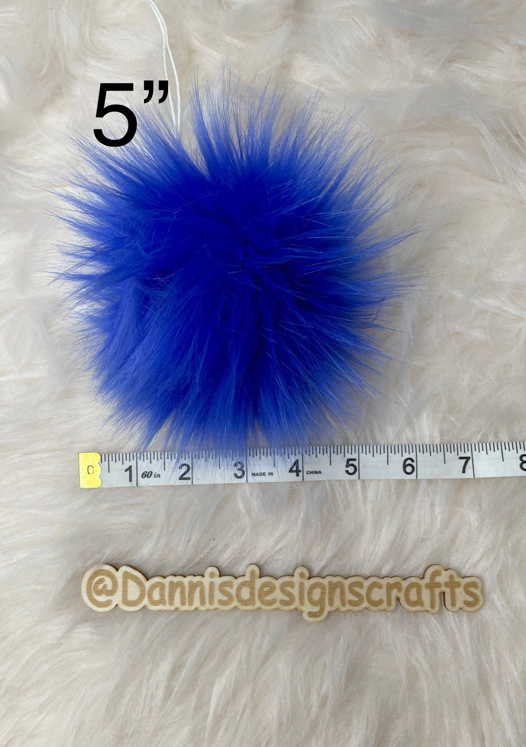 Royal blue Faux fur Pom Pom
