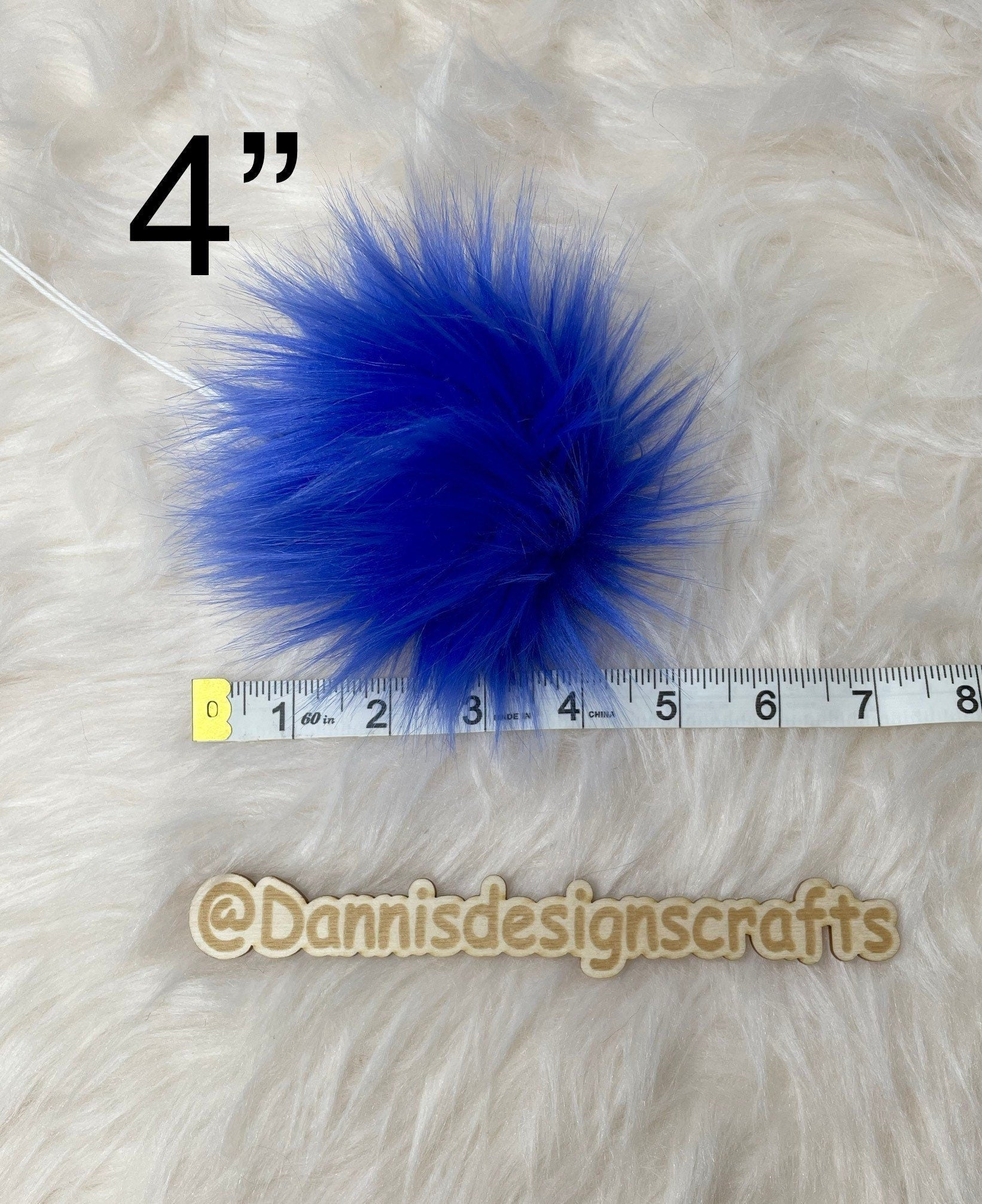 Royal blue Faux fur Pom Pom