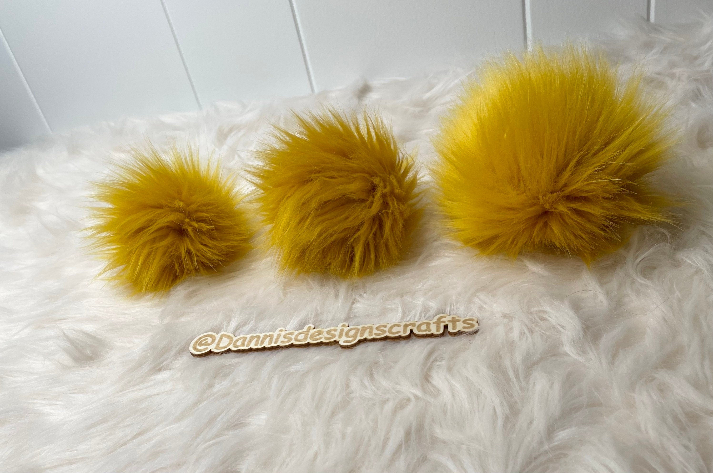 Mustard Faux fur Pom Pom