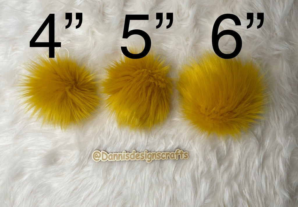Mustard Faux fur Pom Pom
