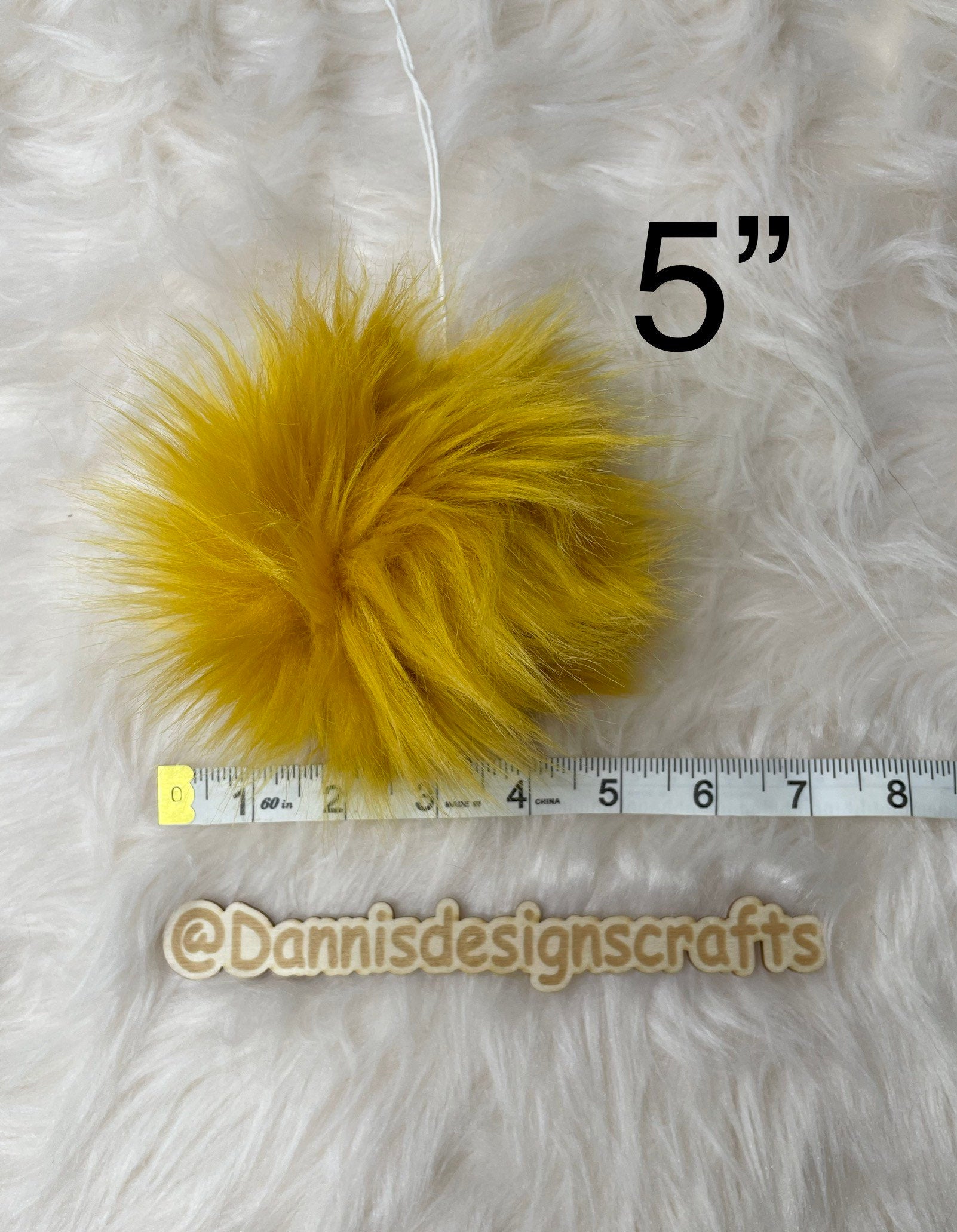 Mustard Faux fur Pom Pom