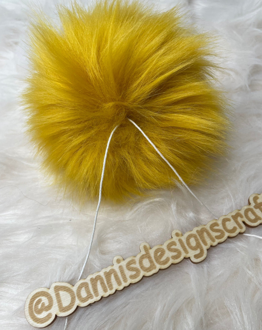 Mustard Faux fur Pom Pom
