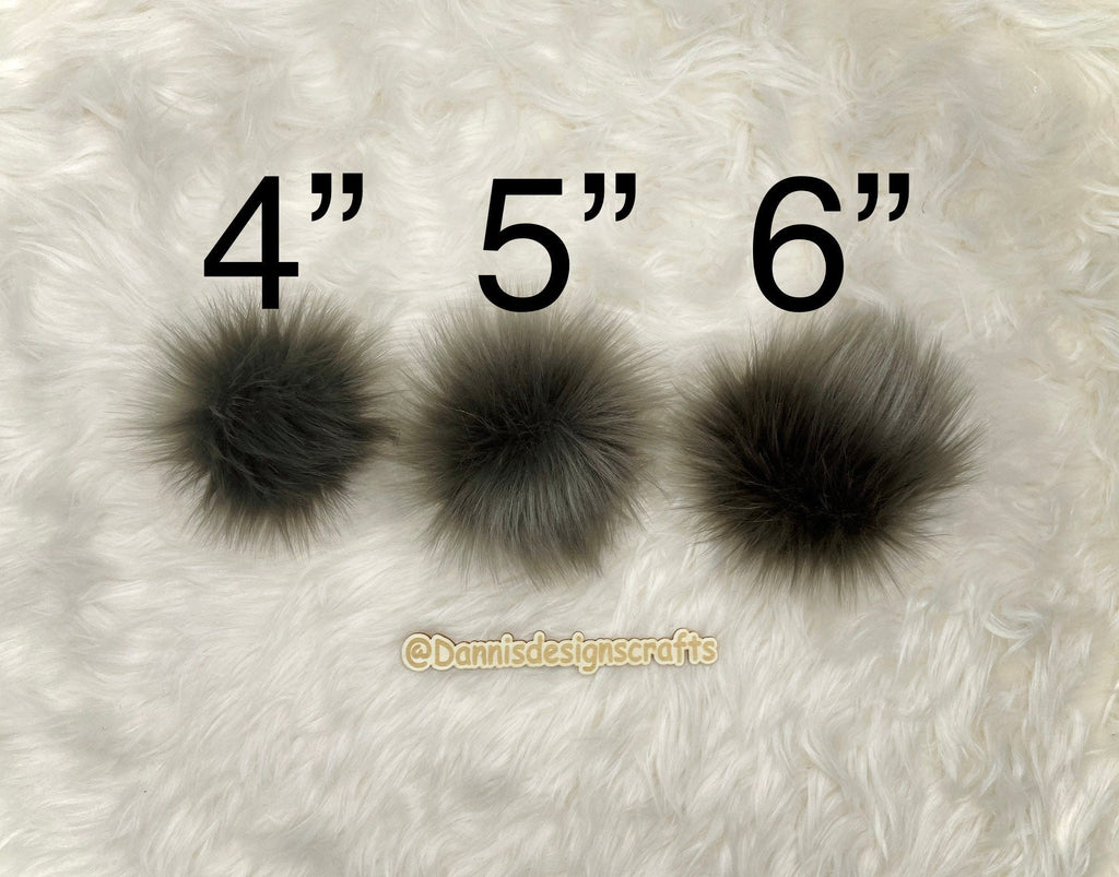 Pewter Mongolian Faux fur Pom Pom