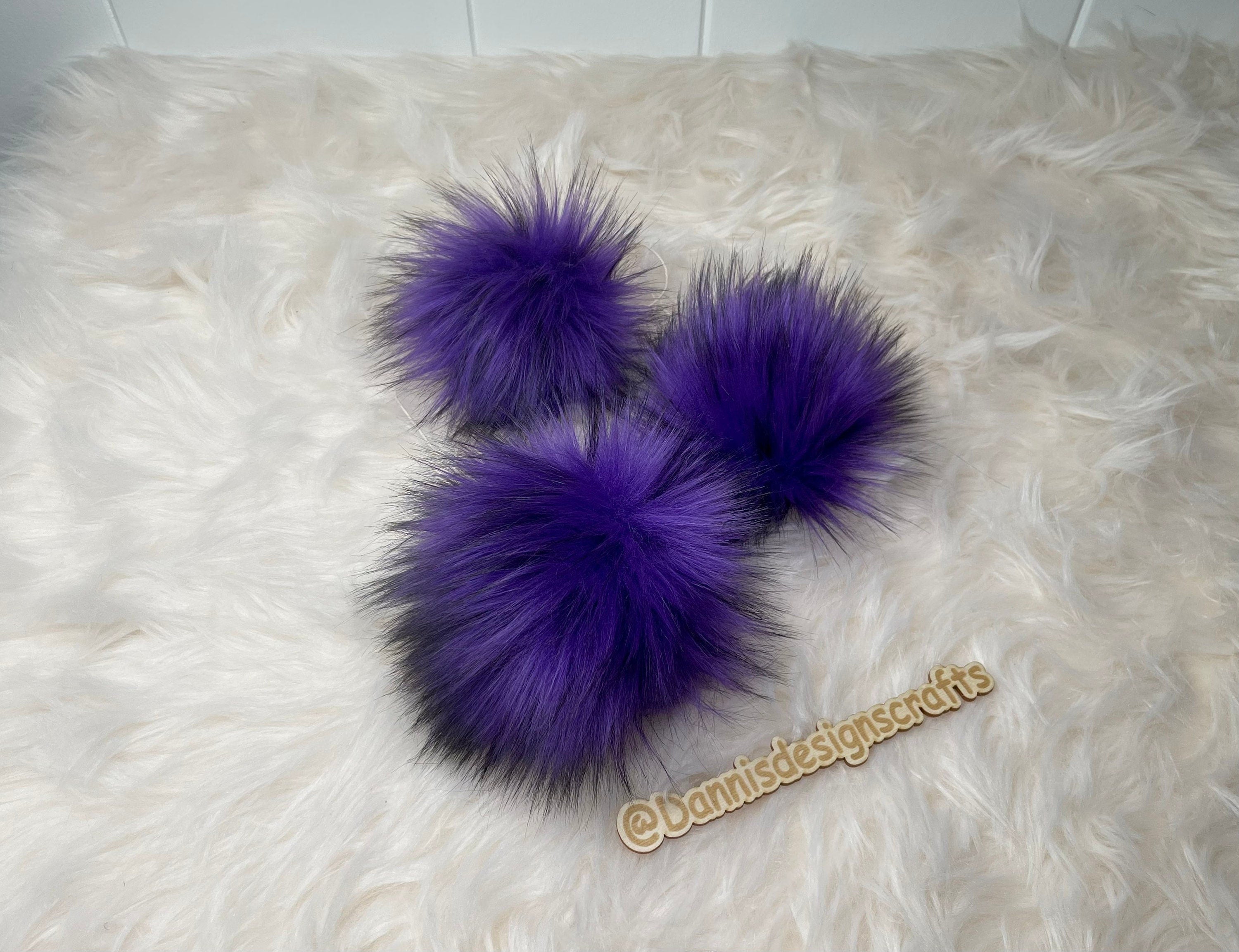Purple husky Faux fur Pom Pom