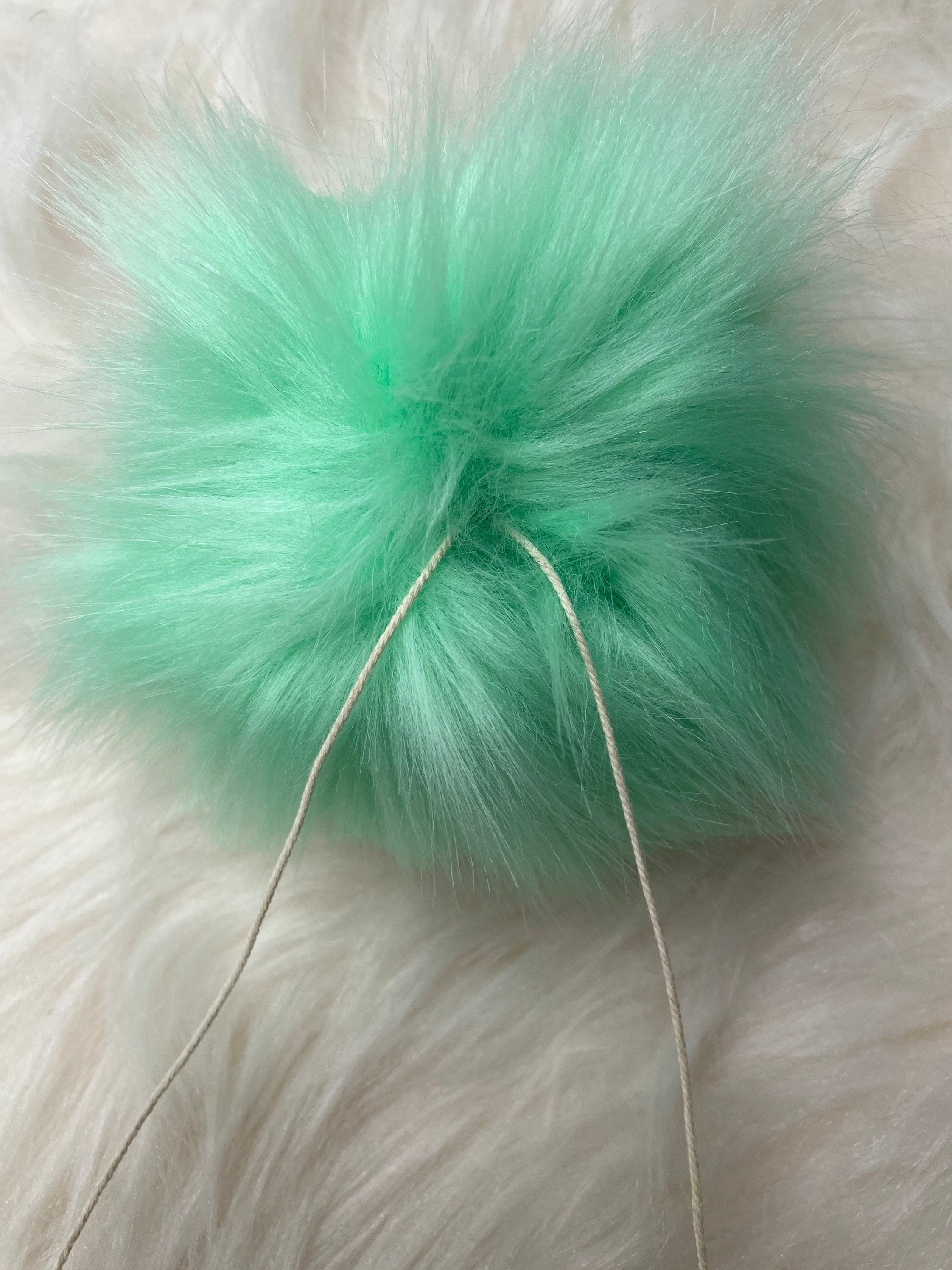 Mint Faux fur Pom Pom