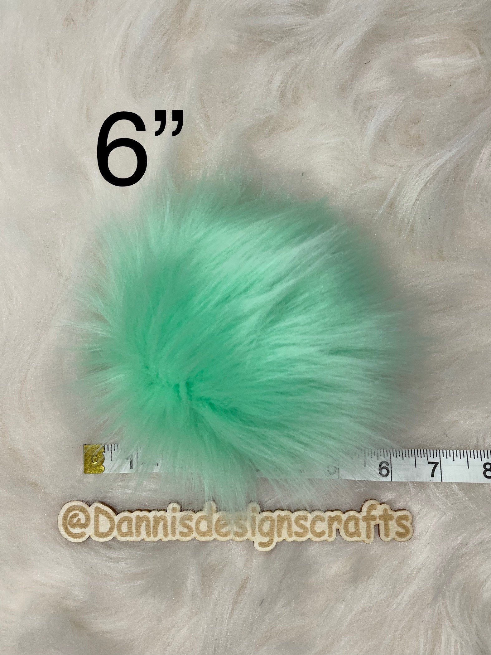 Mint Faux fur Pom Pom