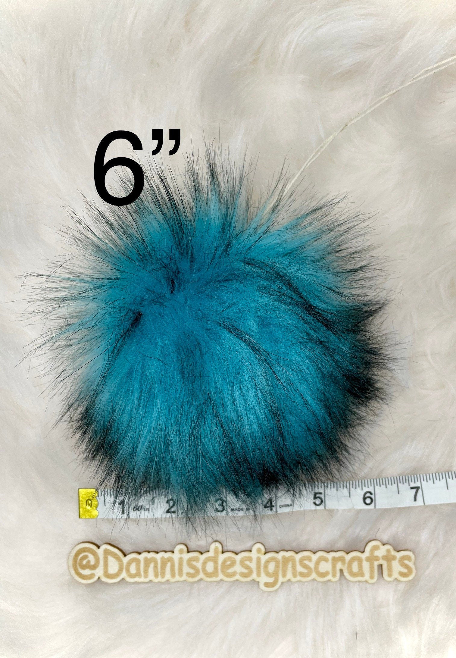 Turquoise husky faux  fur Pom Pom