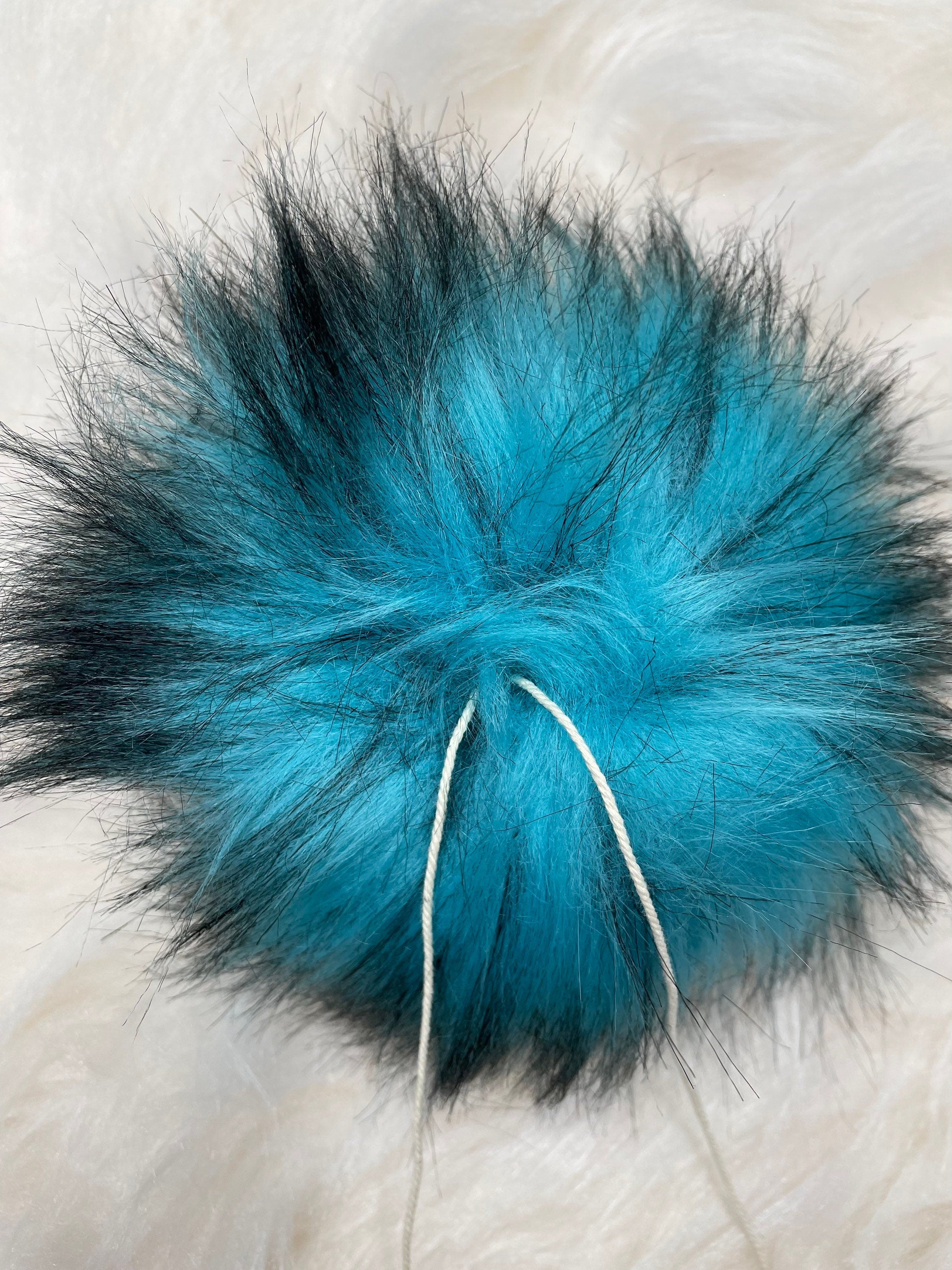 Turquoise husky faux  fur Pom Pom