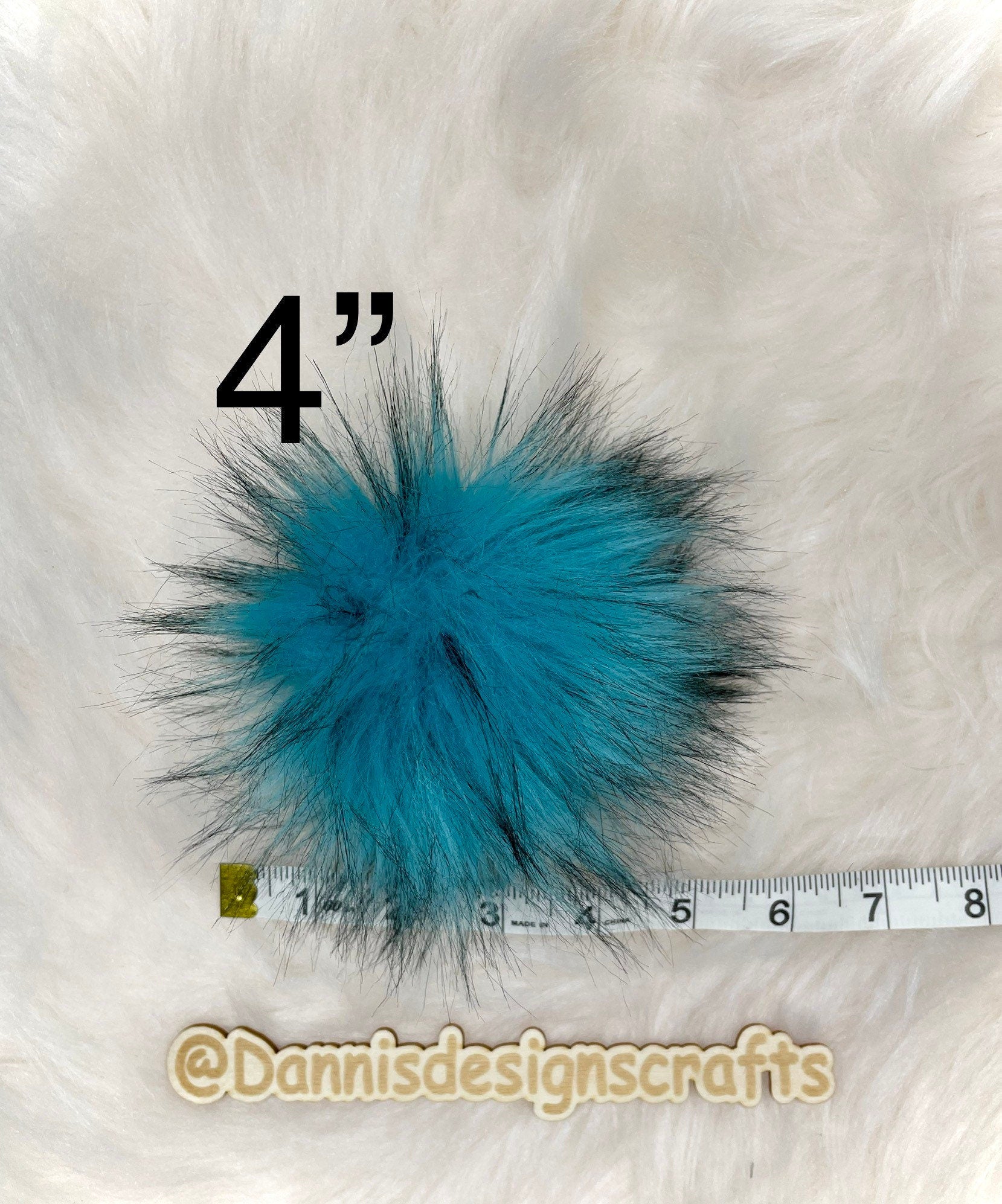 Turquoise husky faux  fur Pom Pom