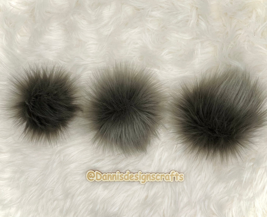 Pewter Mongolian Faux fur Pom Pom