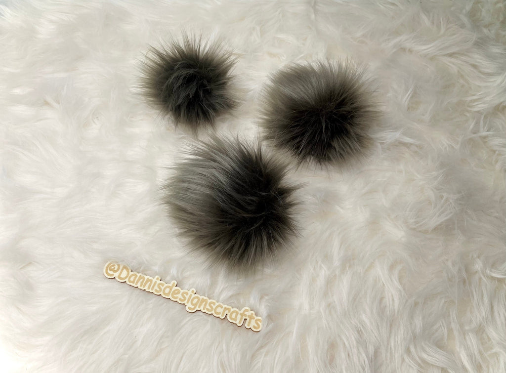 Pewter Mongolian Faux fur Pom Pom