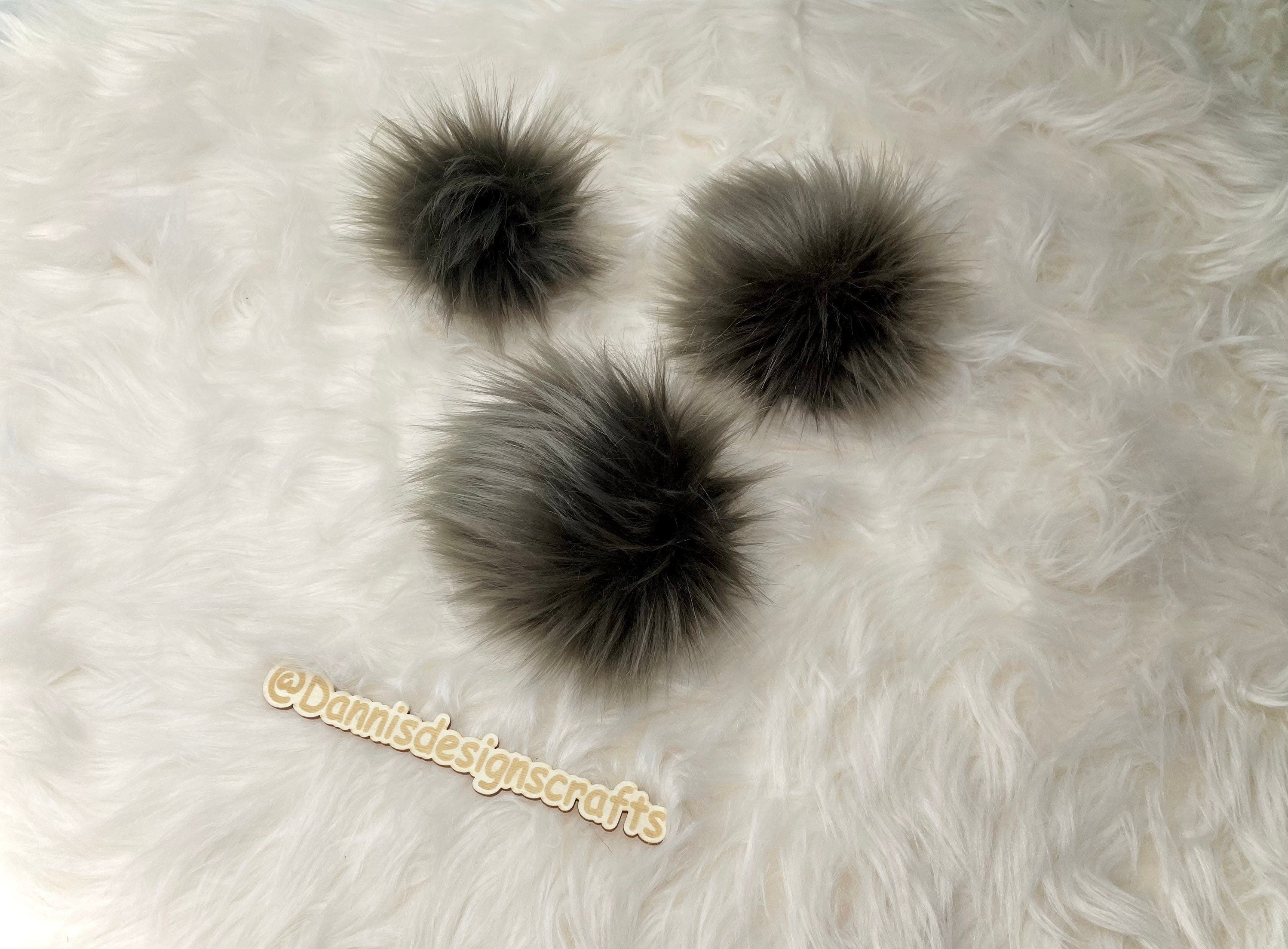 Pewter Mongolian Faux fur Pom Pom