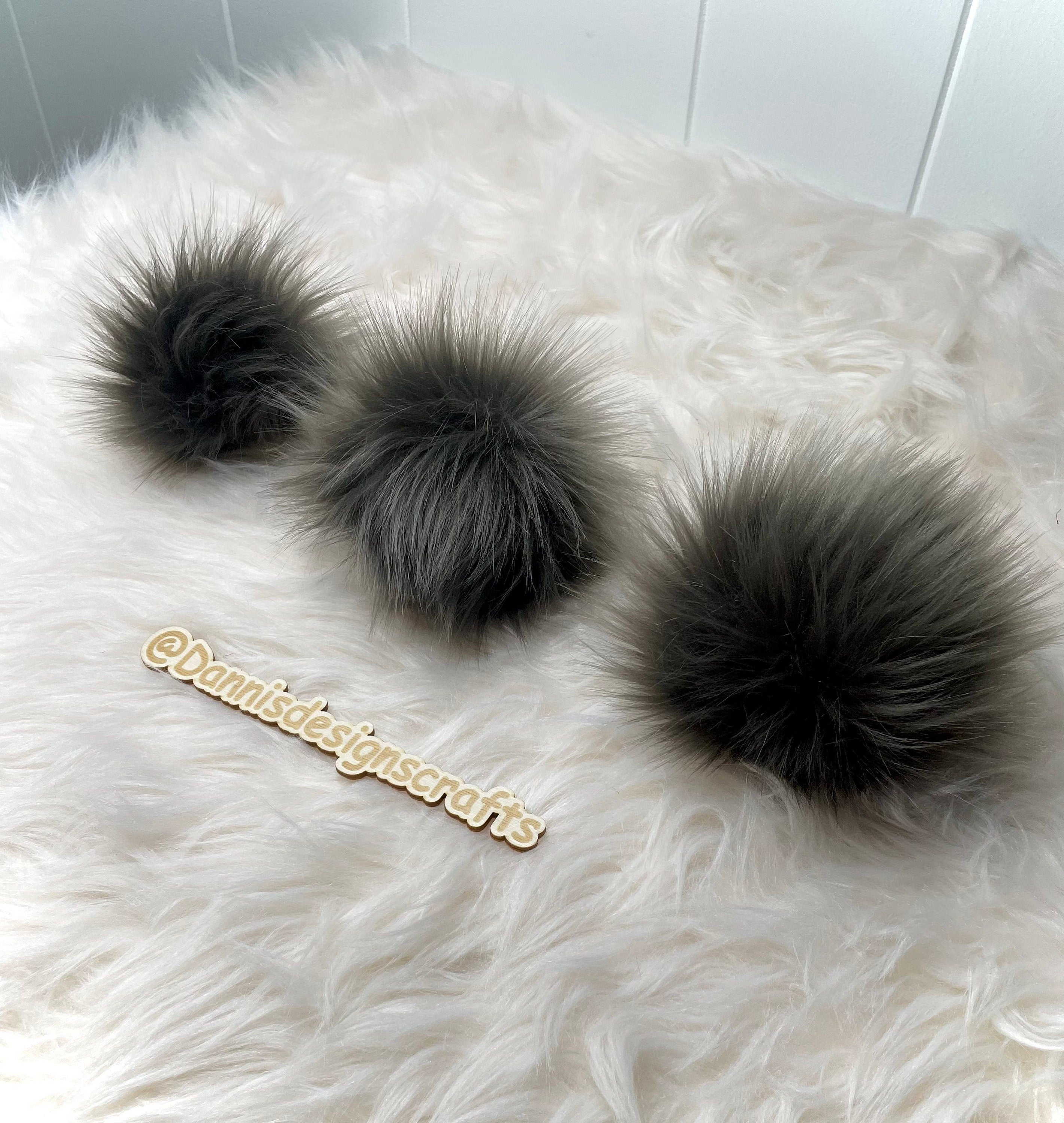 Pewter Mongolian Faux fur Pom Pom