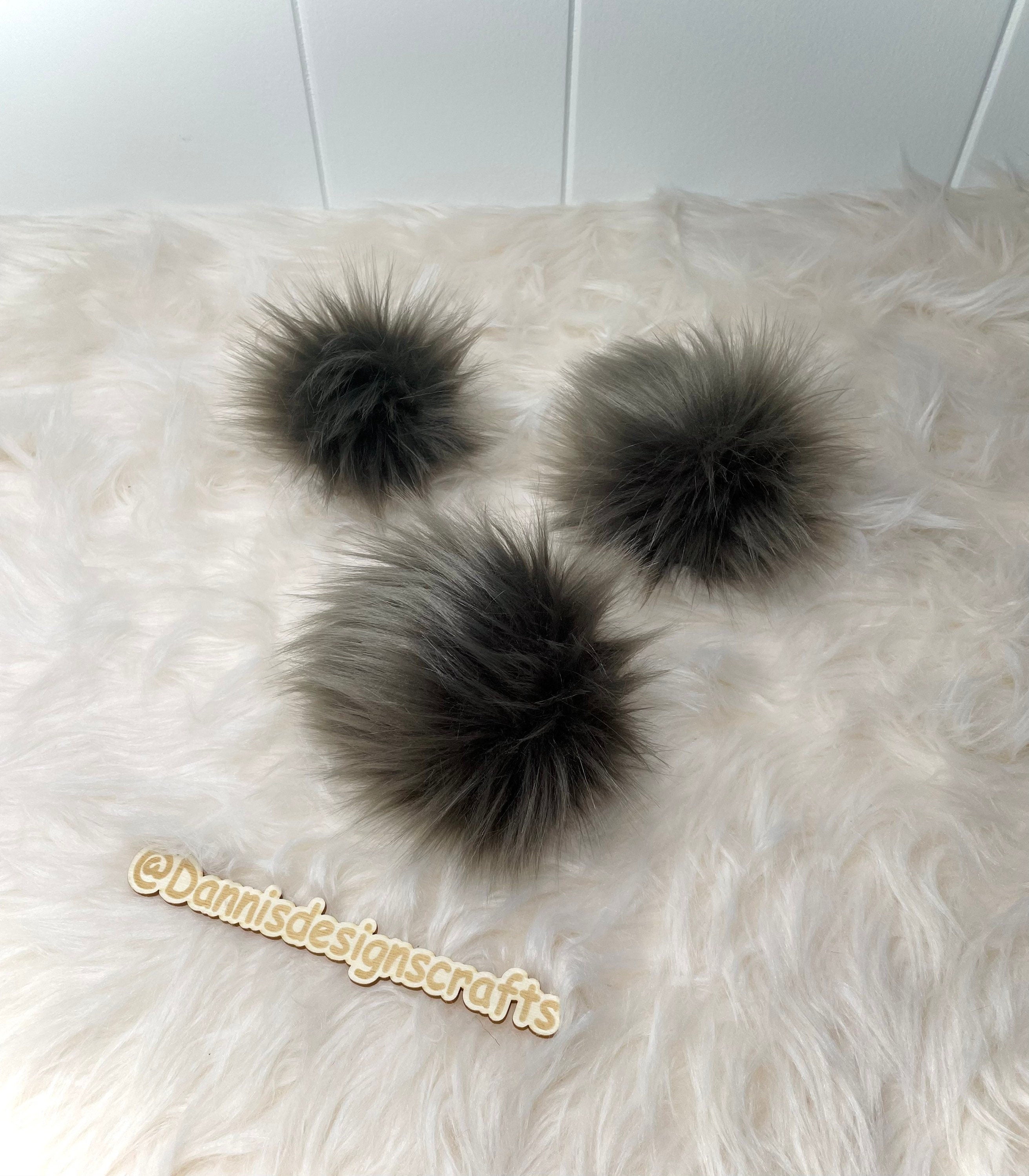Pewter Mongolian Faux fur Pom Pom