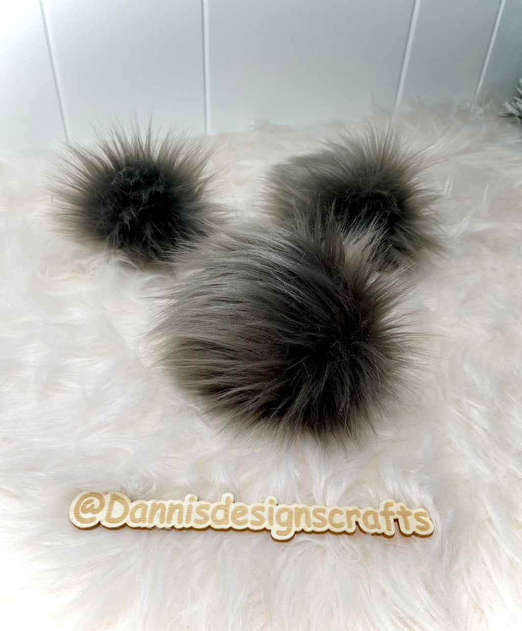 Pewter Mongolian Faux fur Pom Pom