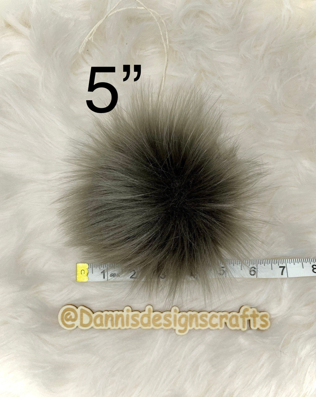 Pewter Mongolian Faux fur Pom Pom