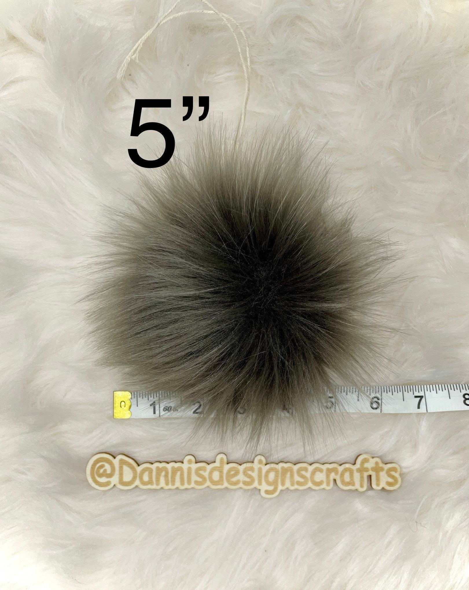 Pewter Mongolian Faux fur Pom Pom