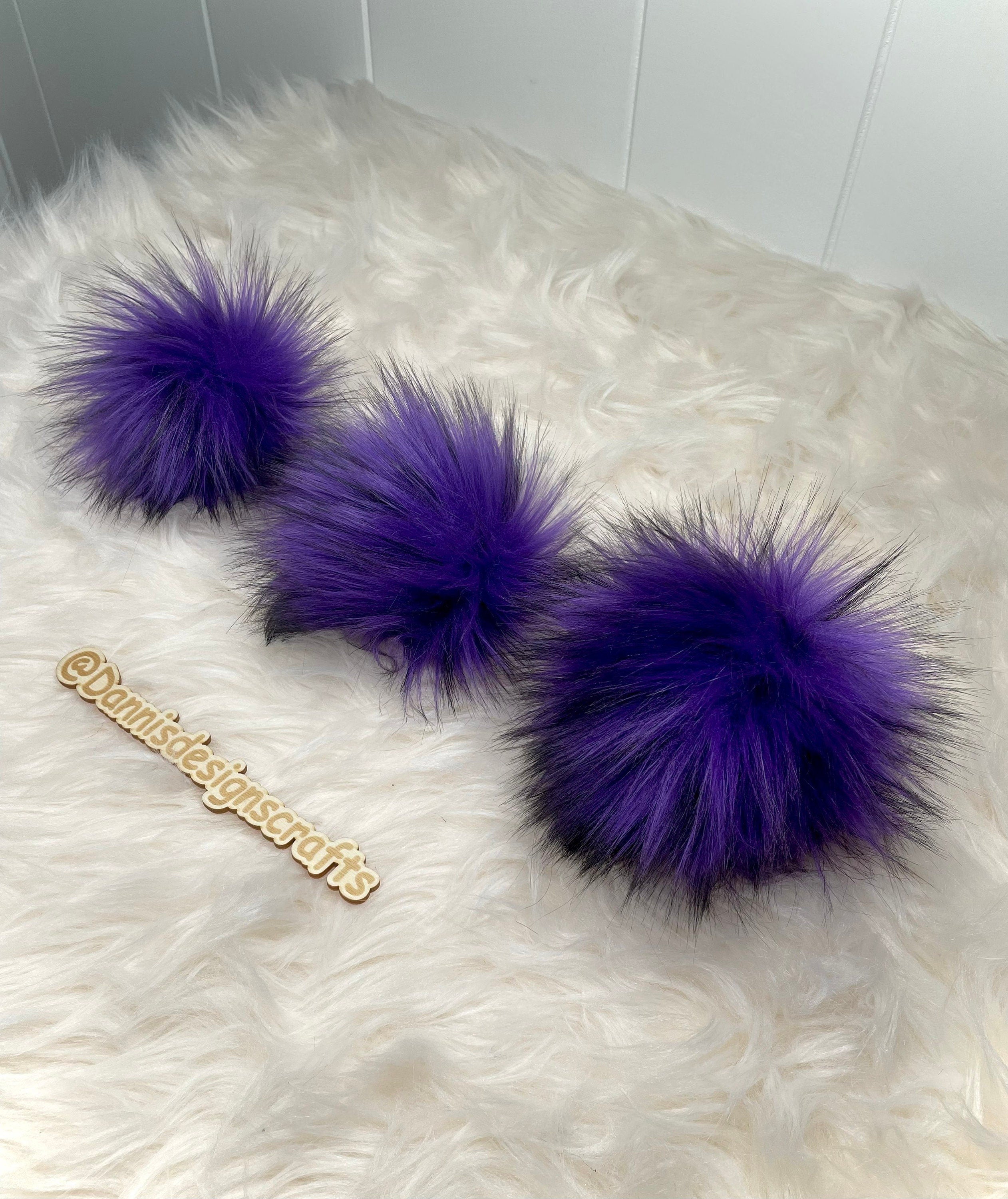 Purple husky Faux fur Pom Pom