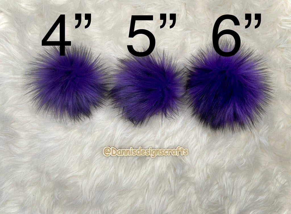 Purple husky Faux fur Pom Pom