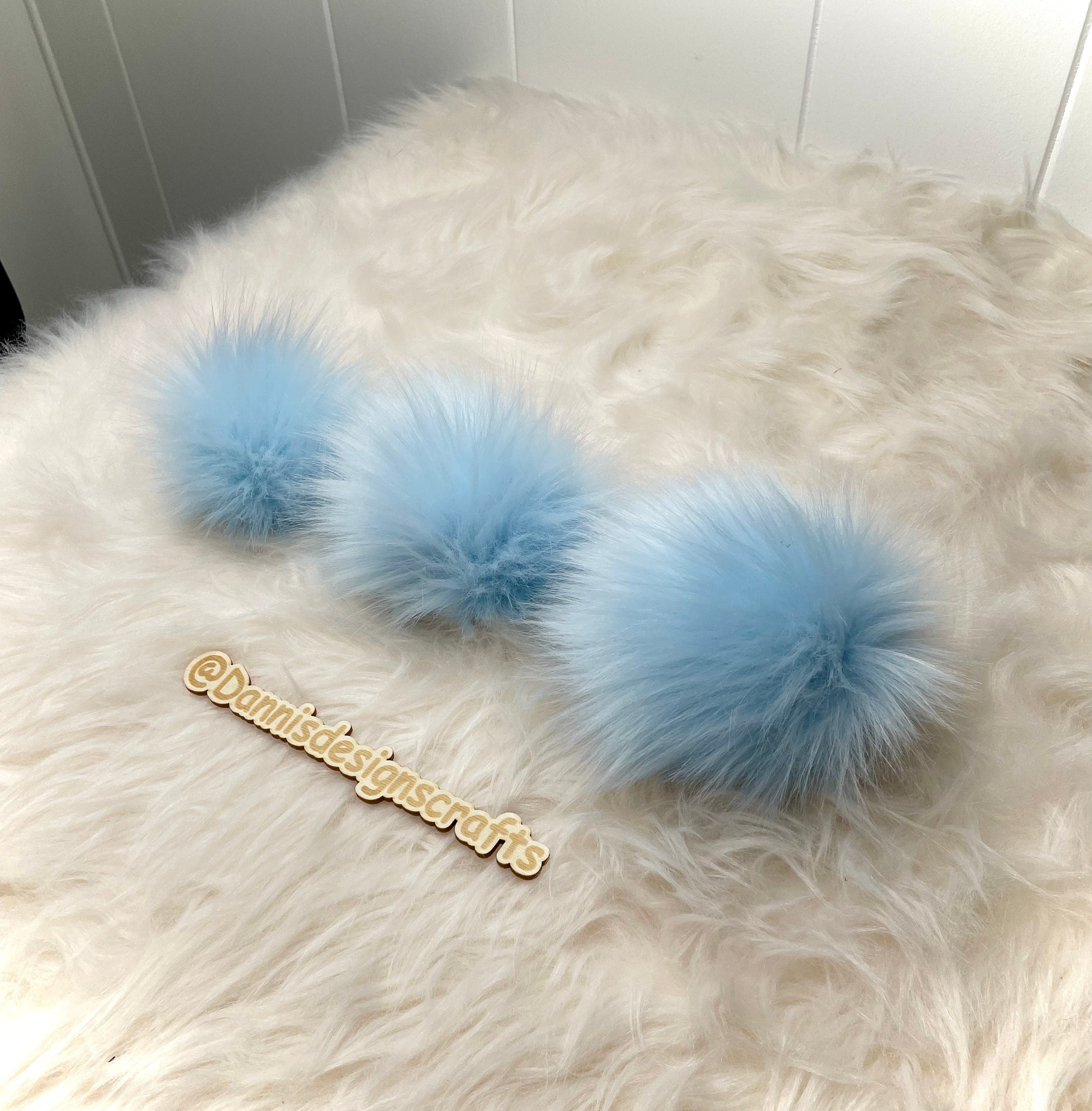 Baby blue Faux fur Pom Pom