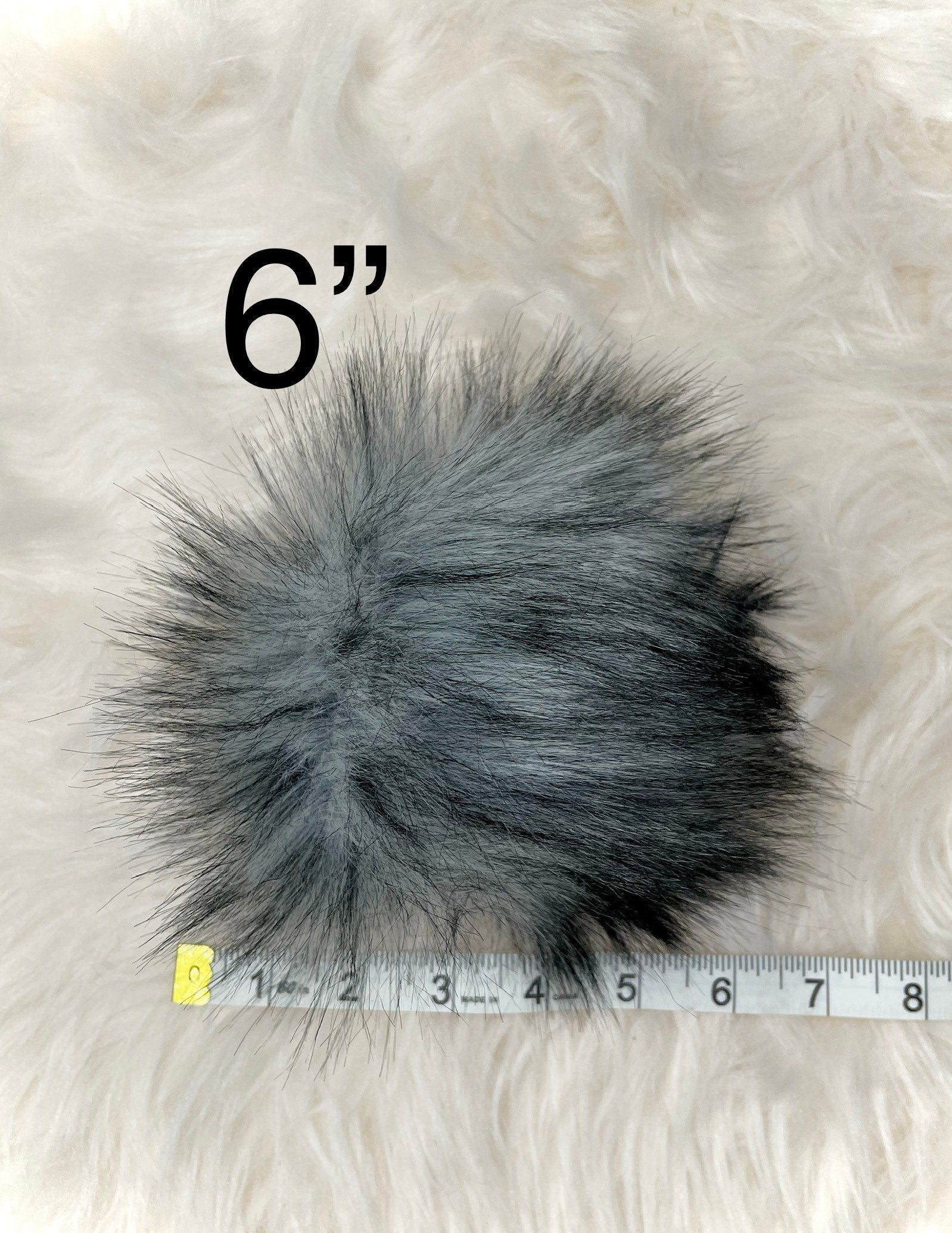 Gray husky faux fur Pom Pom
