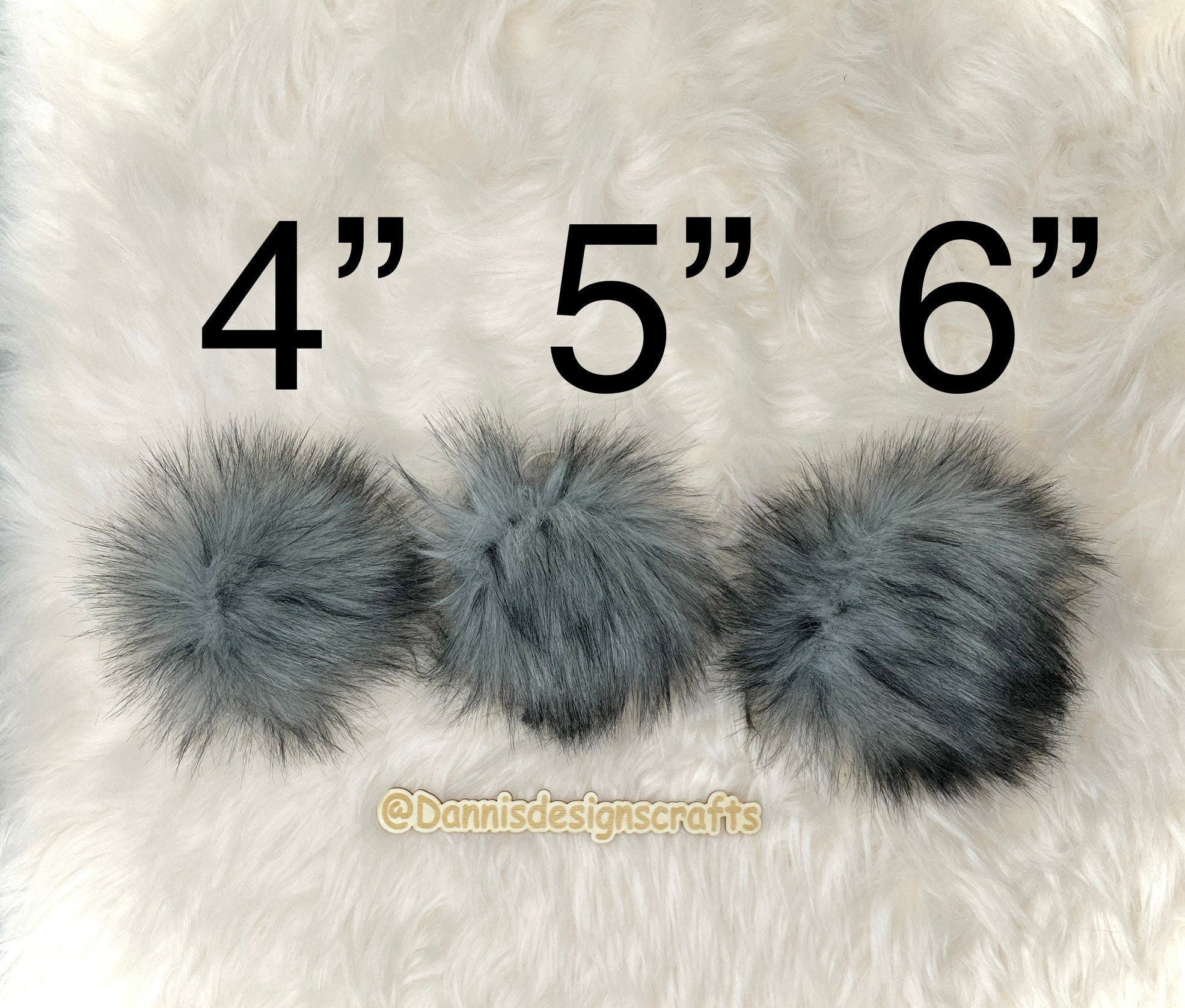 Gray husky faux fur Pom Pom