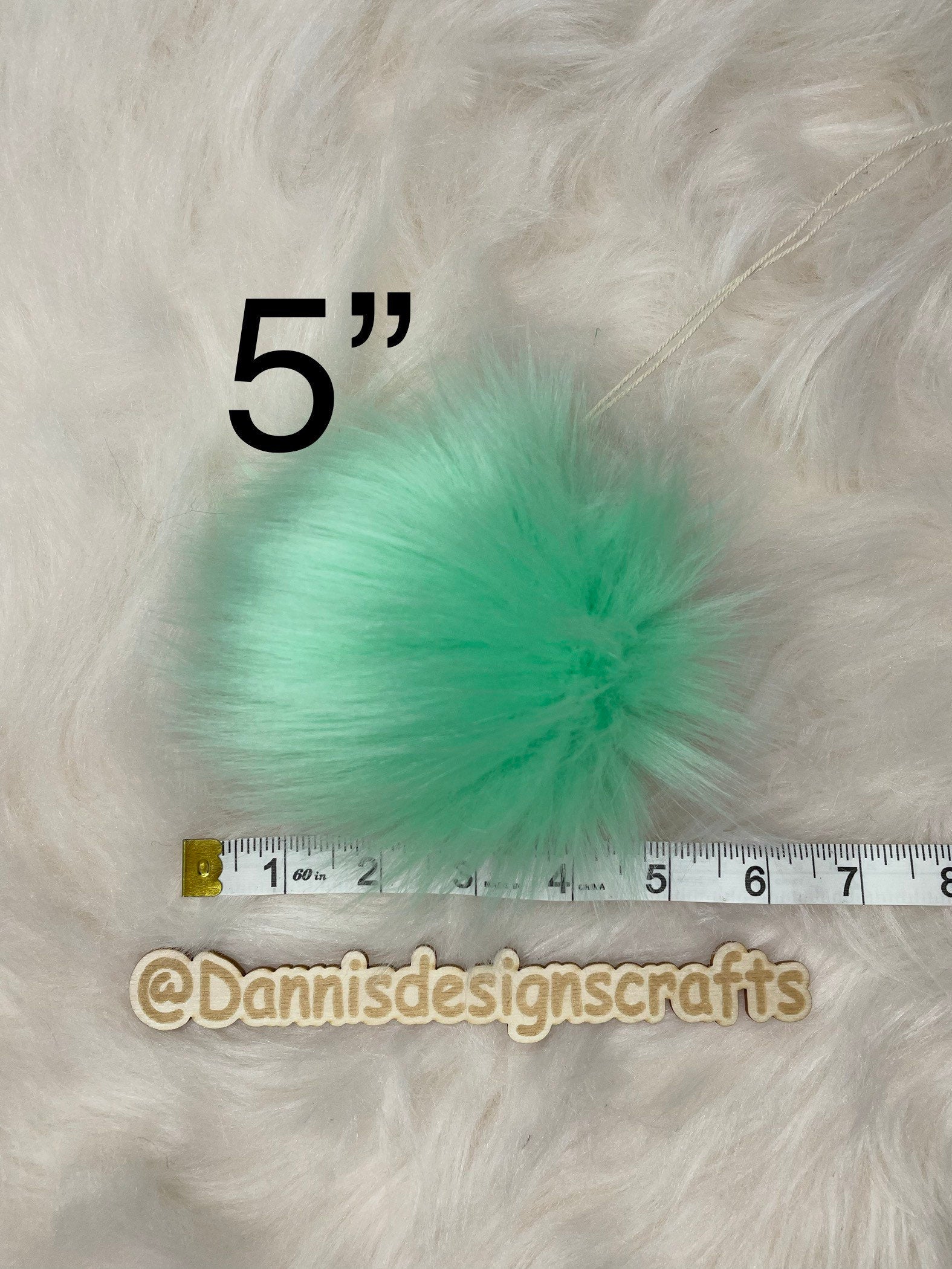 Mint Faux fur Pom Pom