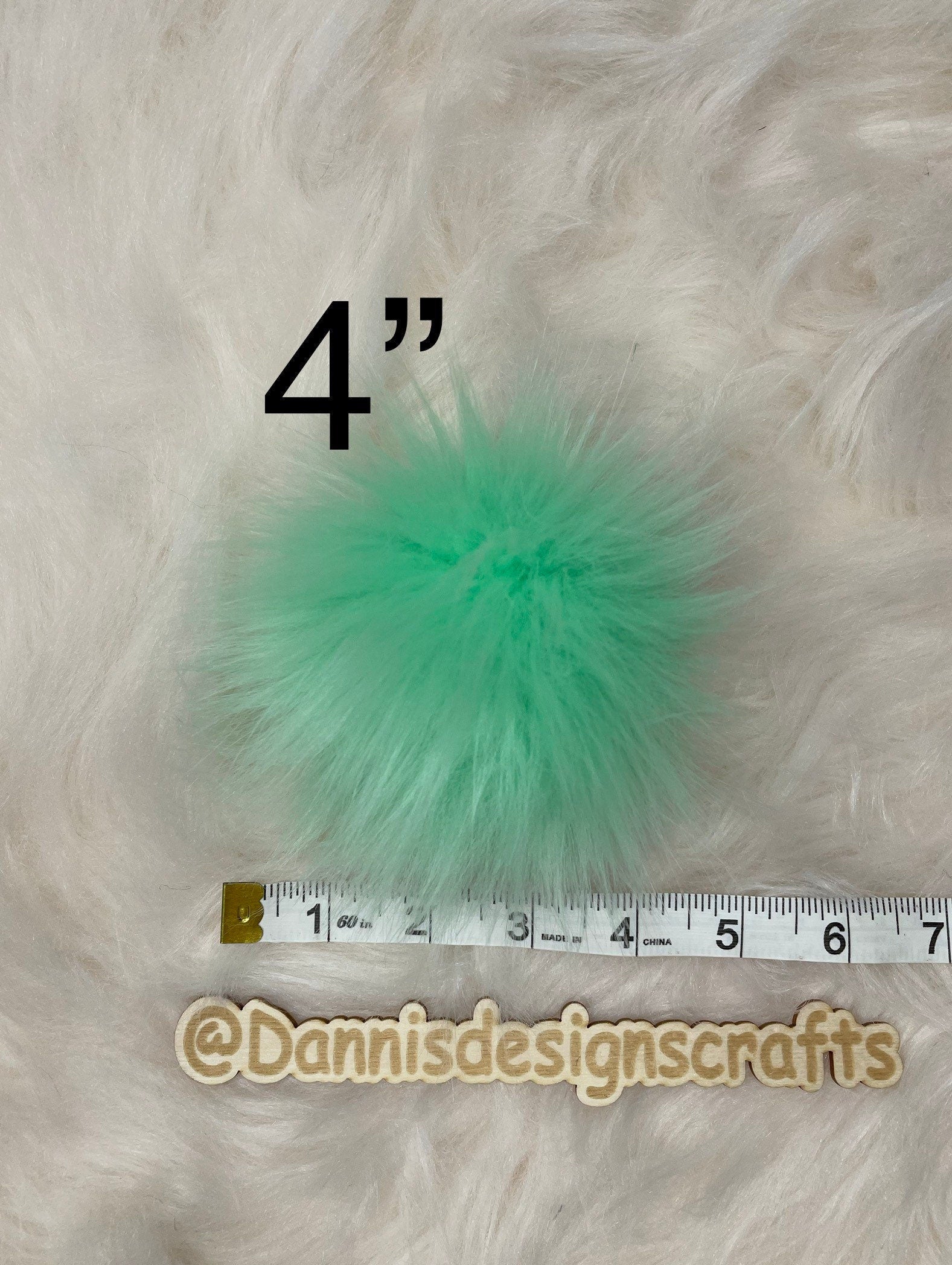 Mint Faux fur Pom Pom