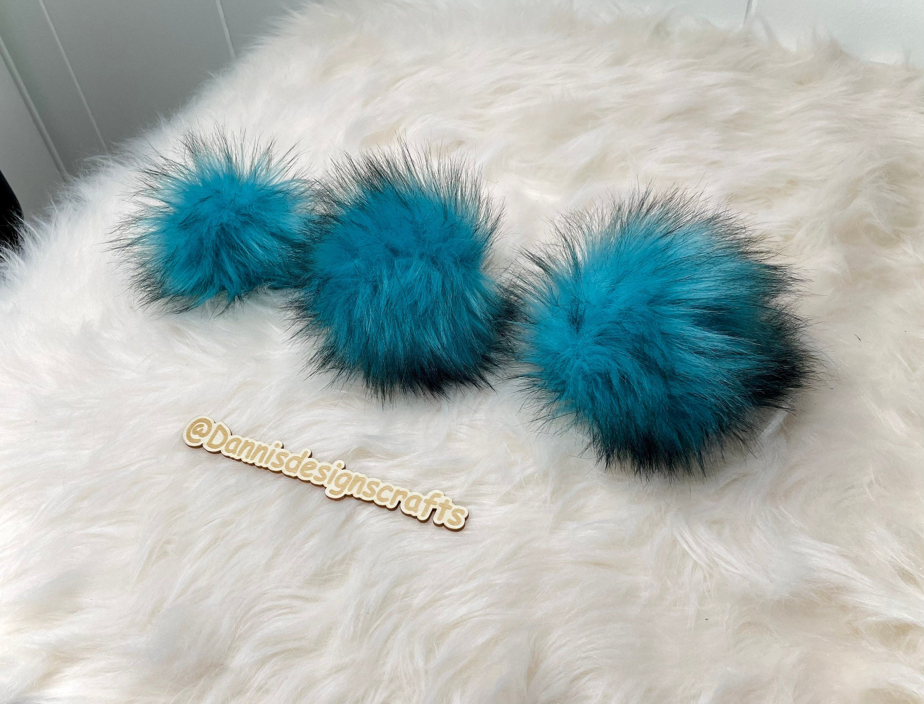 Turquoise husky faux  fur Pom Pom