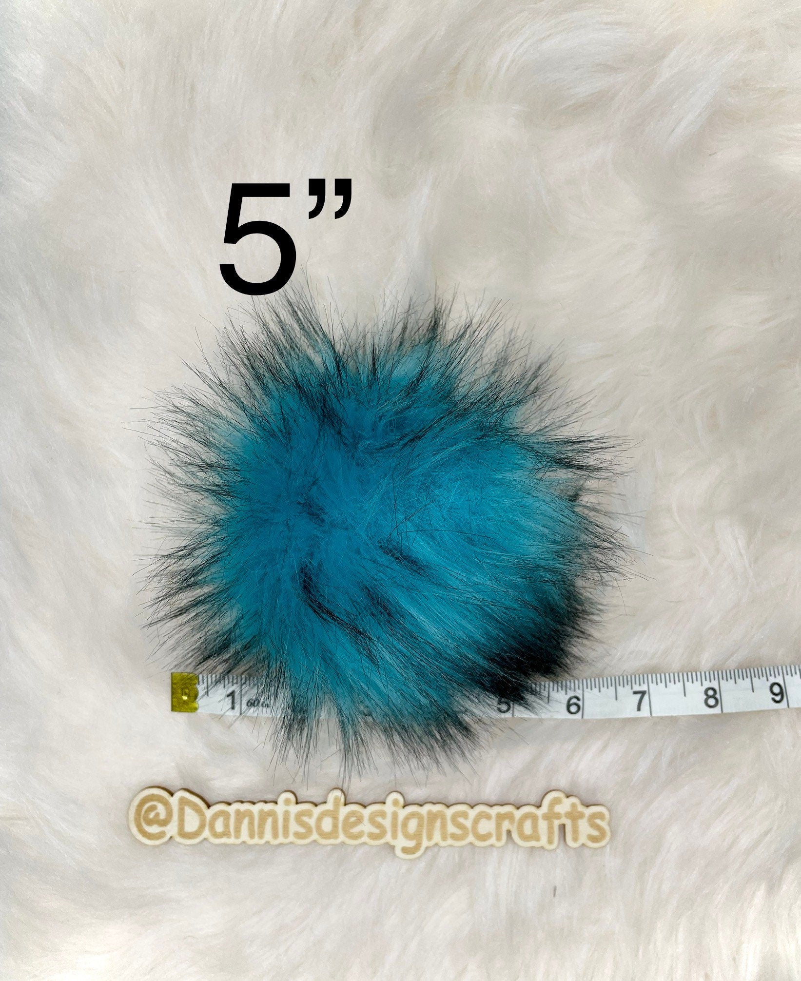 Turquoise husky faux  fur Pom Pom