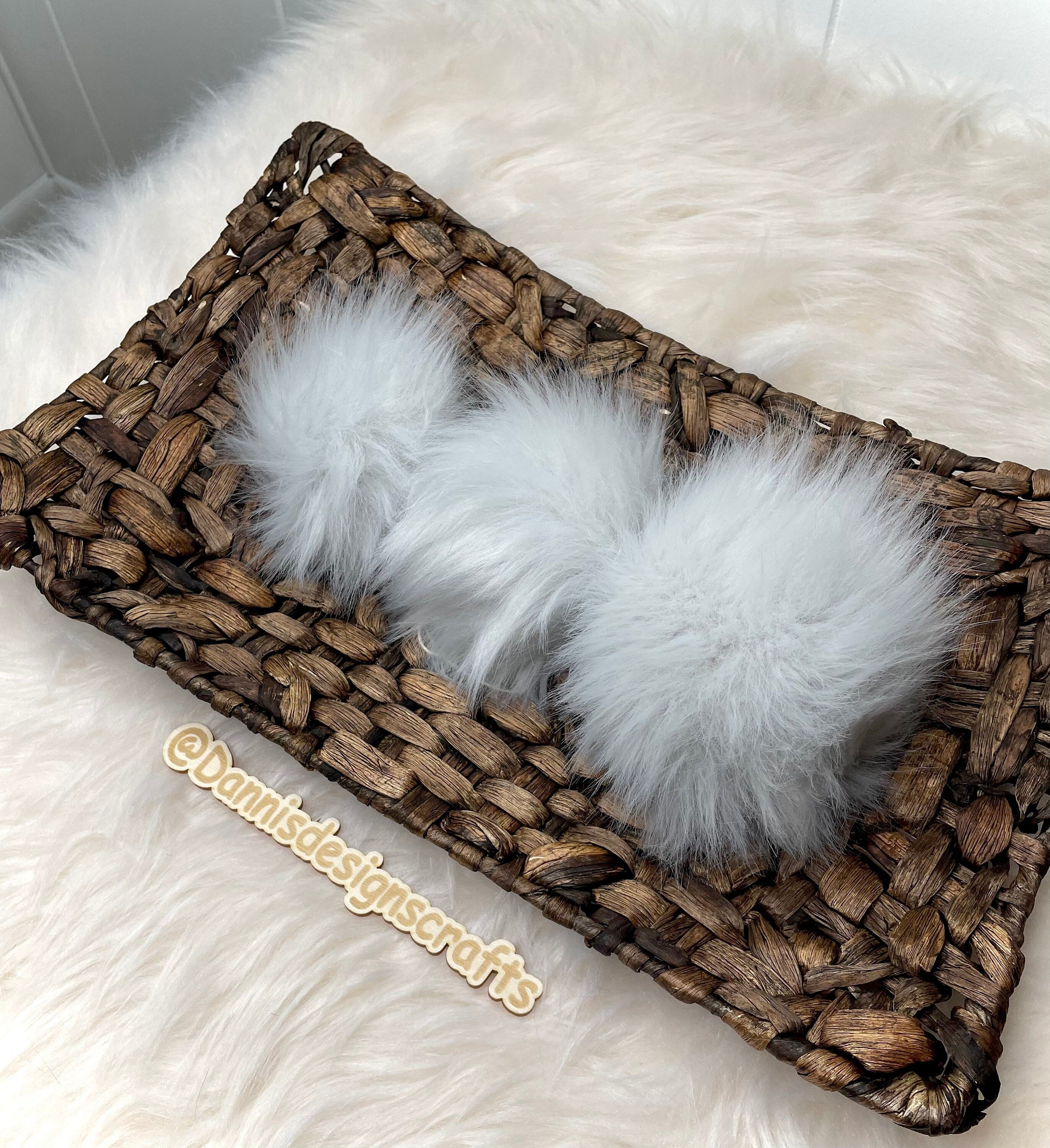 Platinum Mongolian Faux fur Pom Pom