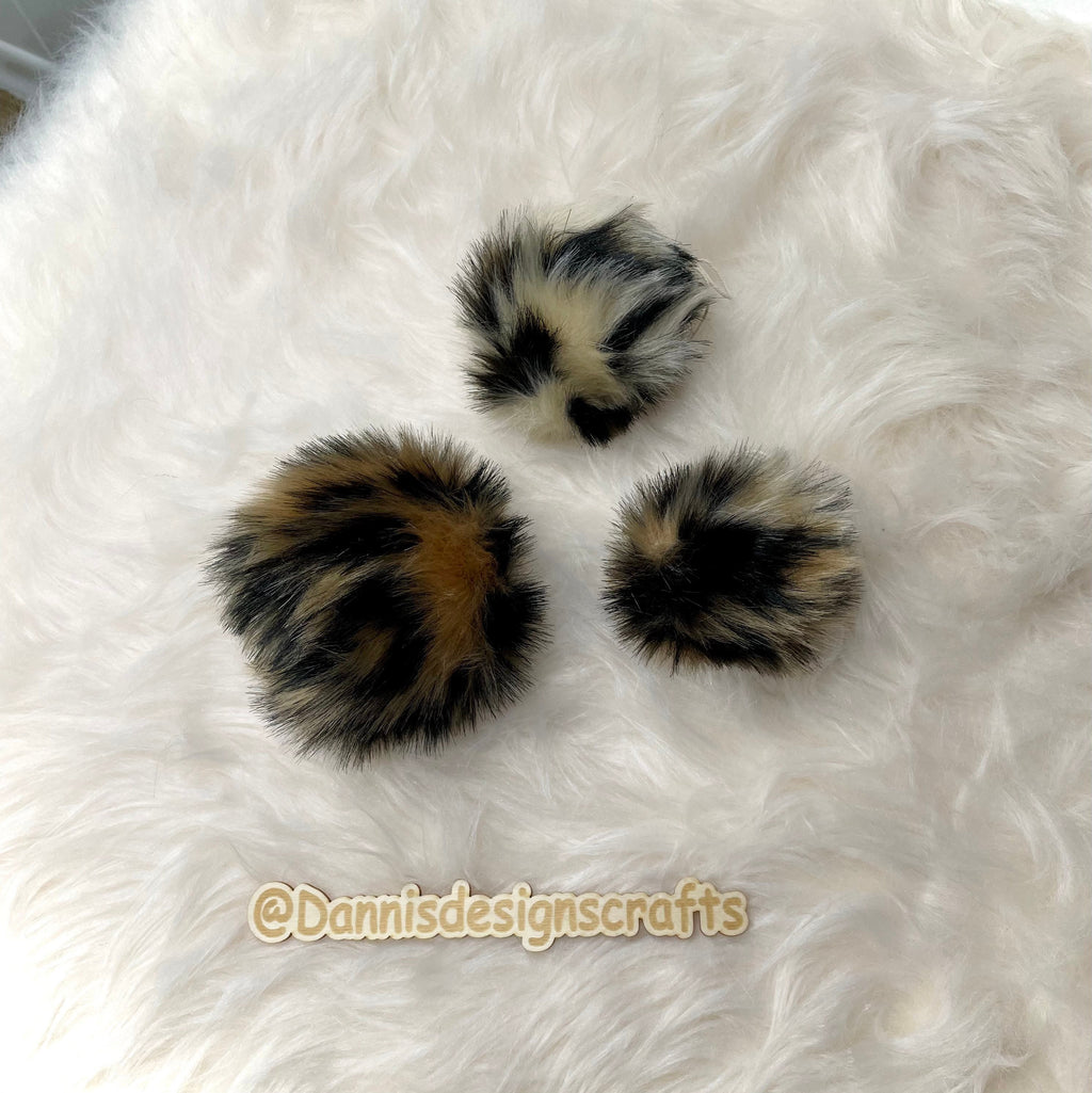 Cheetah Faux fur Pom Pom