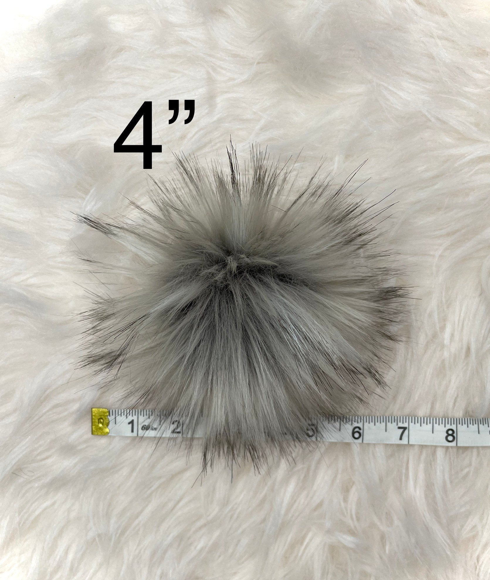 DIY Gray wolf SQUARE Faux fur Pom Pom