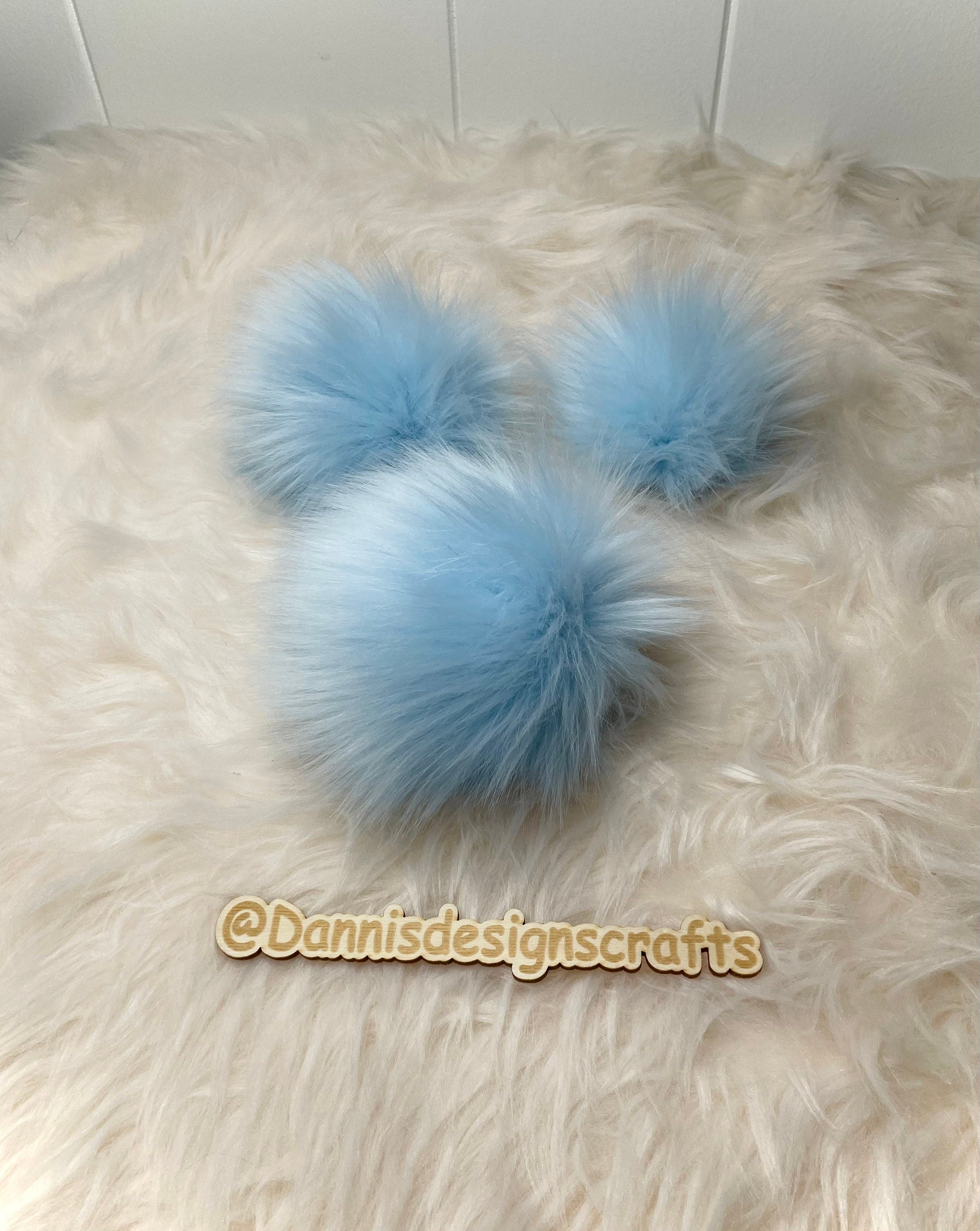 Baby blue Faux fur Pom Pom