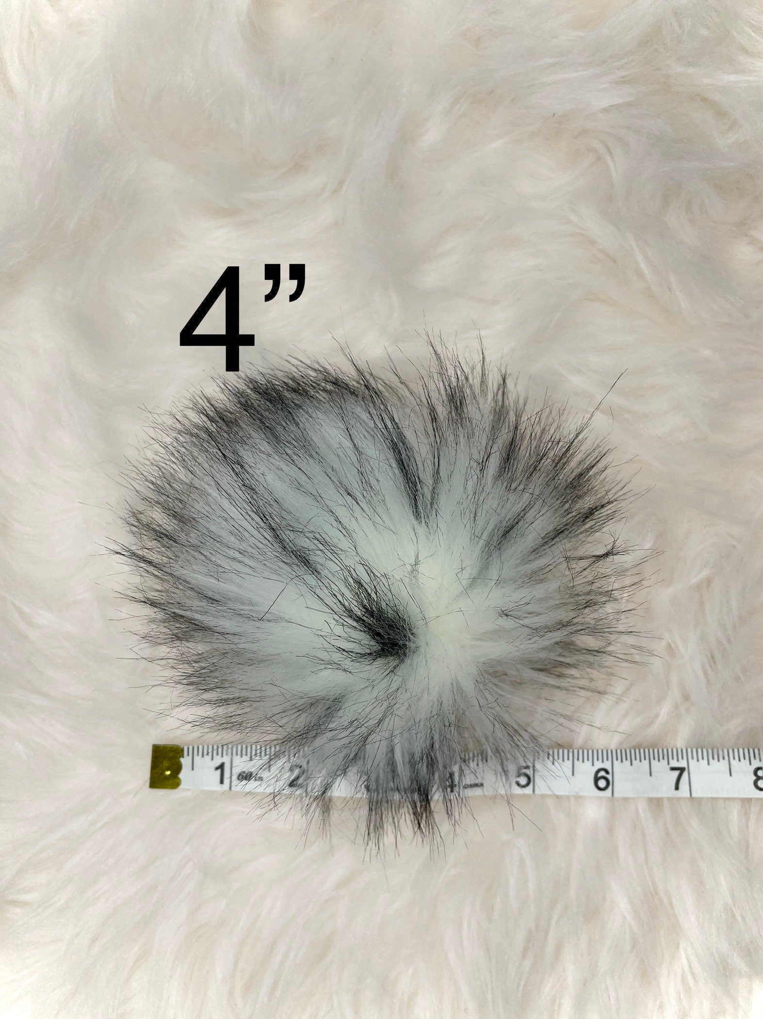 White husky Faux fur Pom Pom