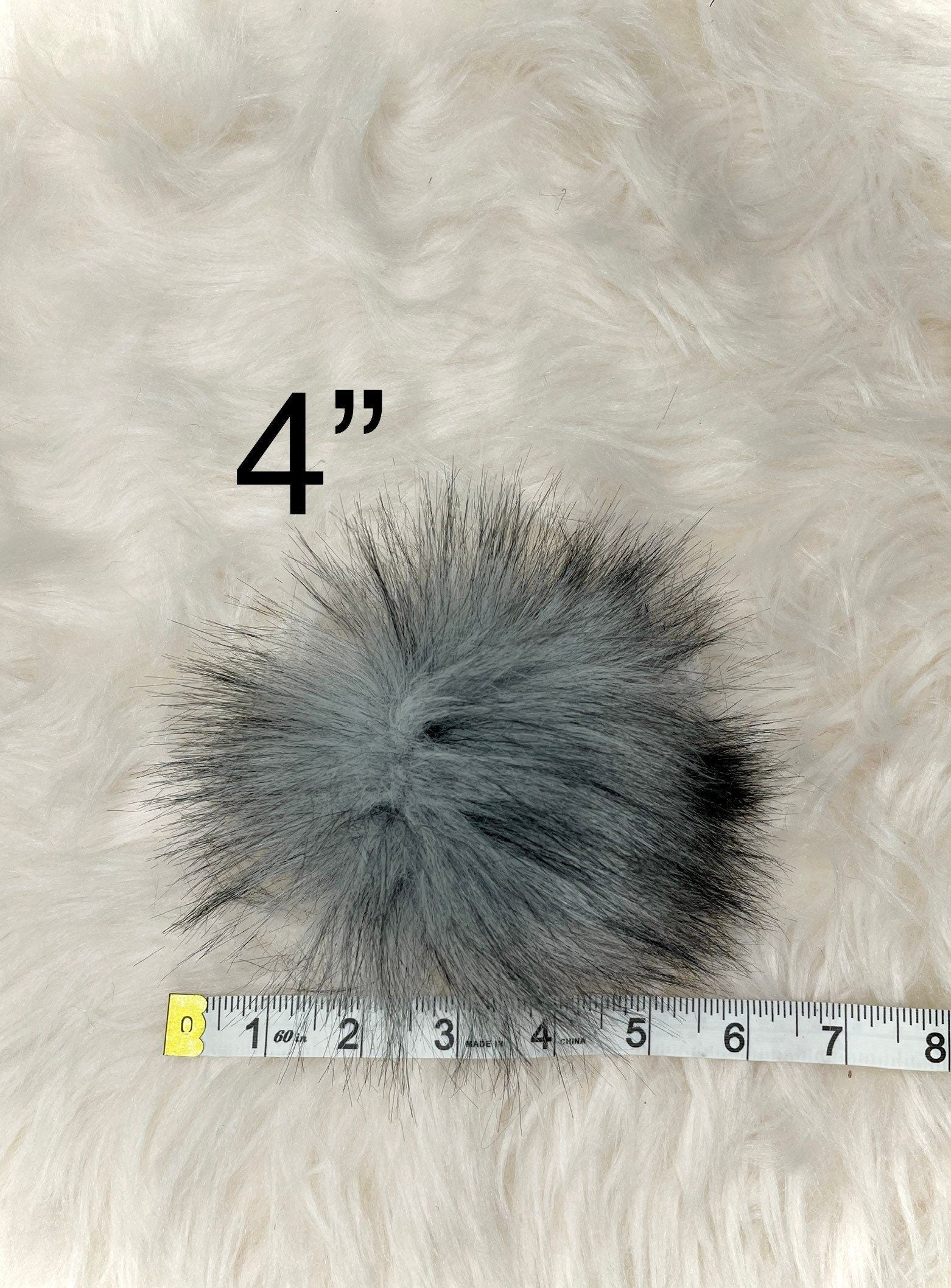 Gray husky faux fur Pom Pom