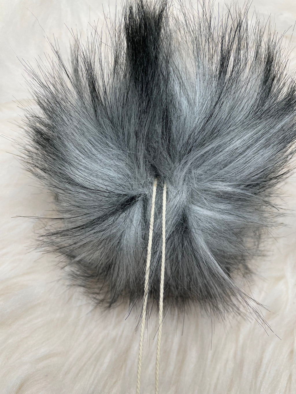Gray husky faux fur Pom Pom