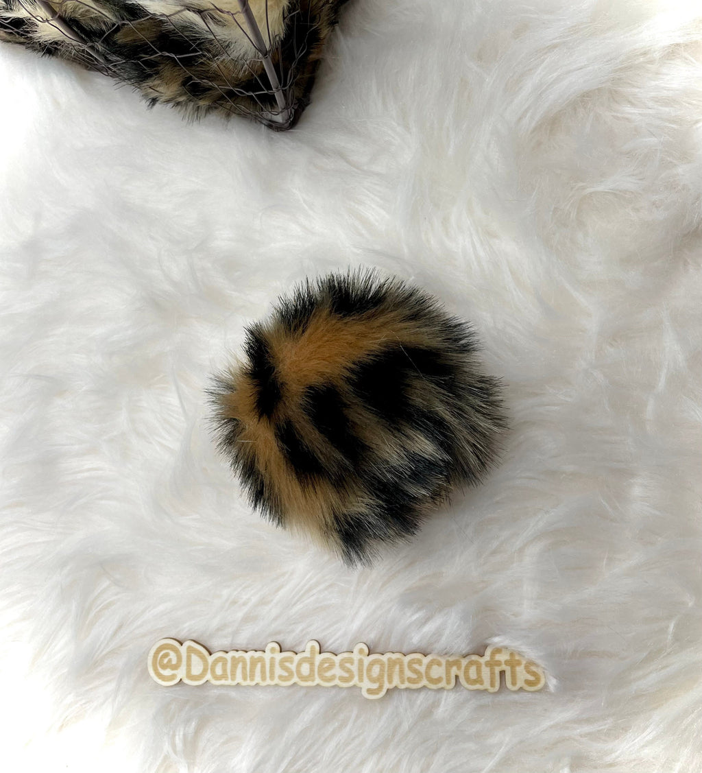 Cheetah Faux fur Pom Pom