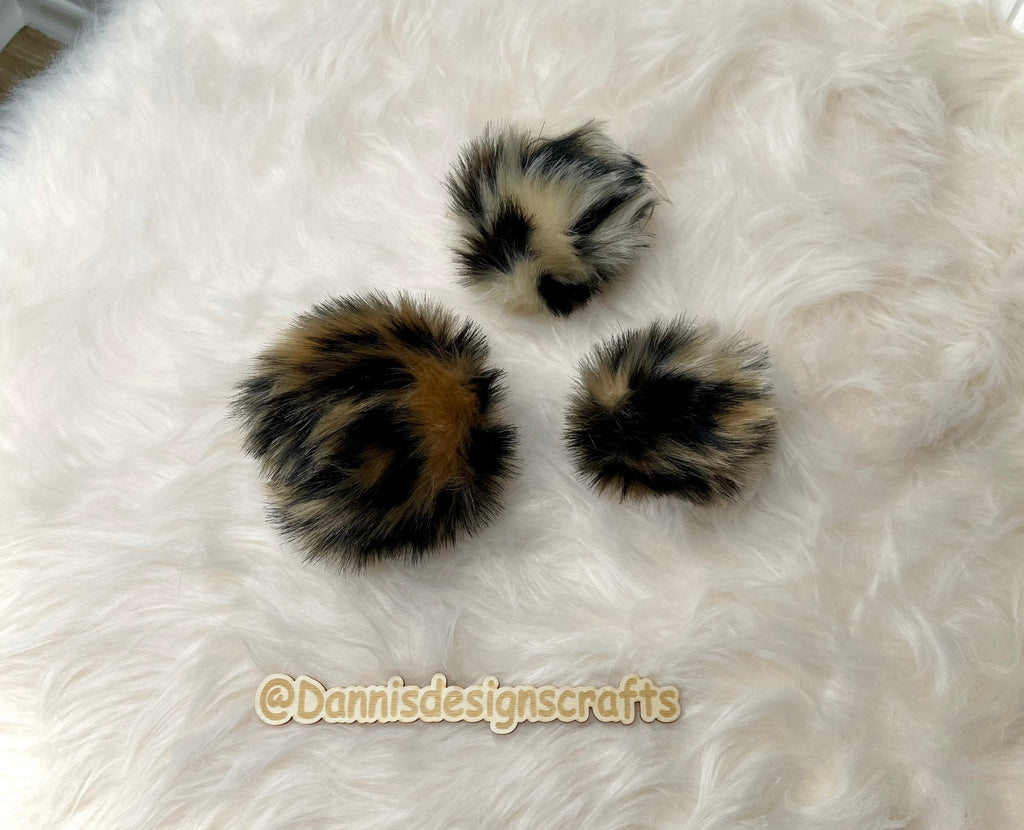 Cheetah Faux fur Pom Pom