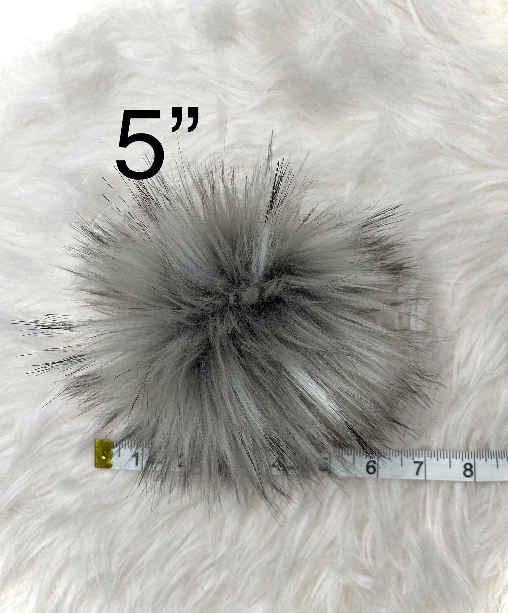 DIY Gray wolf SQUARE Faux fur Pom Pom